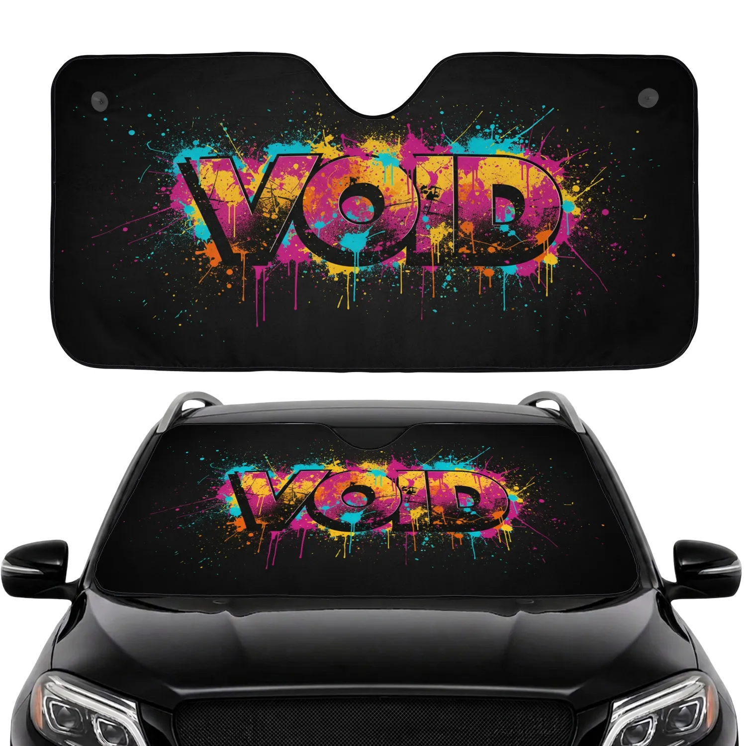 VOID Graffiti Street Art Text with Paint Splashes and Drips - Car Interior Upgrade Car Sunshade - 1