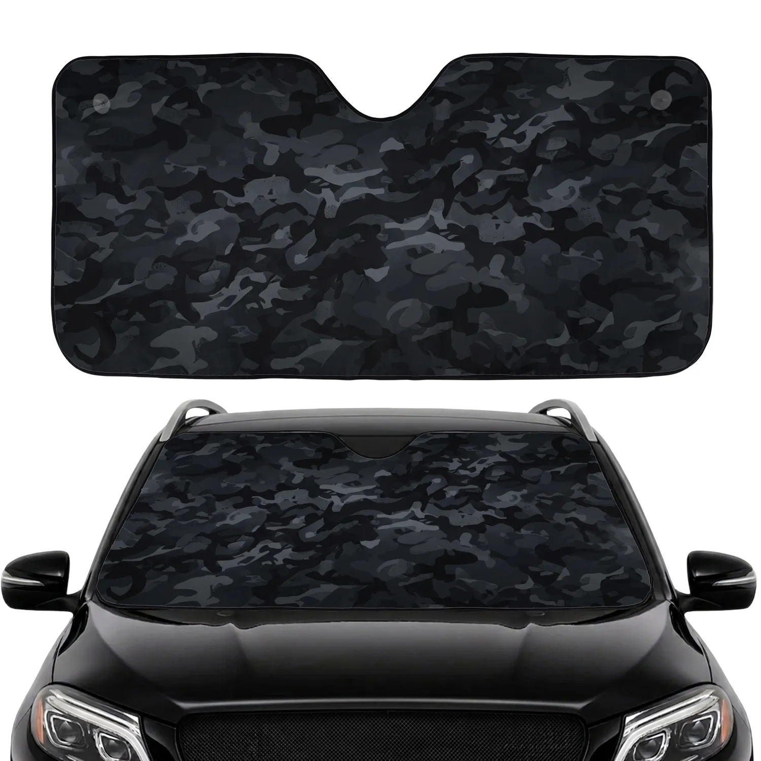 Tactical Interlocking Camouflage with Organic Shapes - Road Trip & Commute Accessory Car Sunshade - 1
