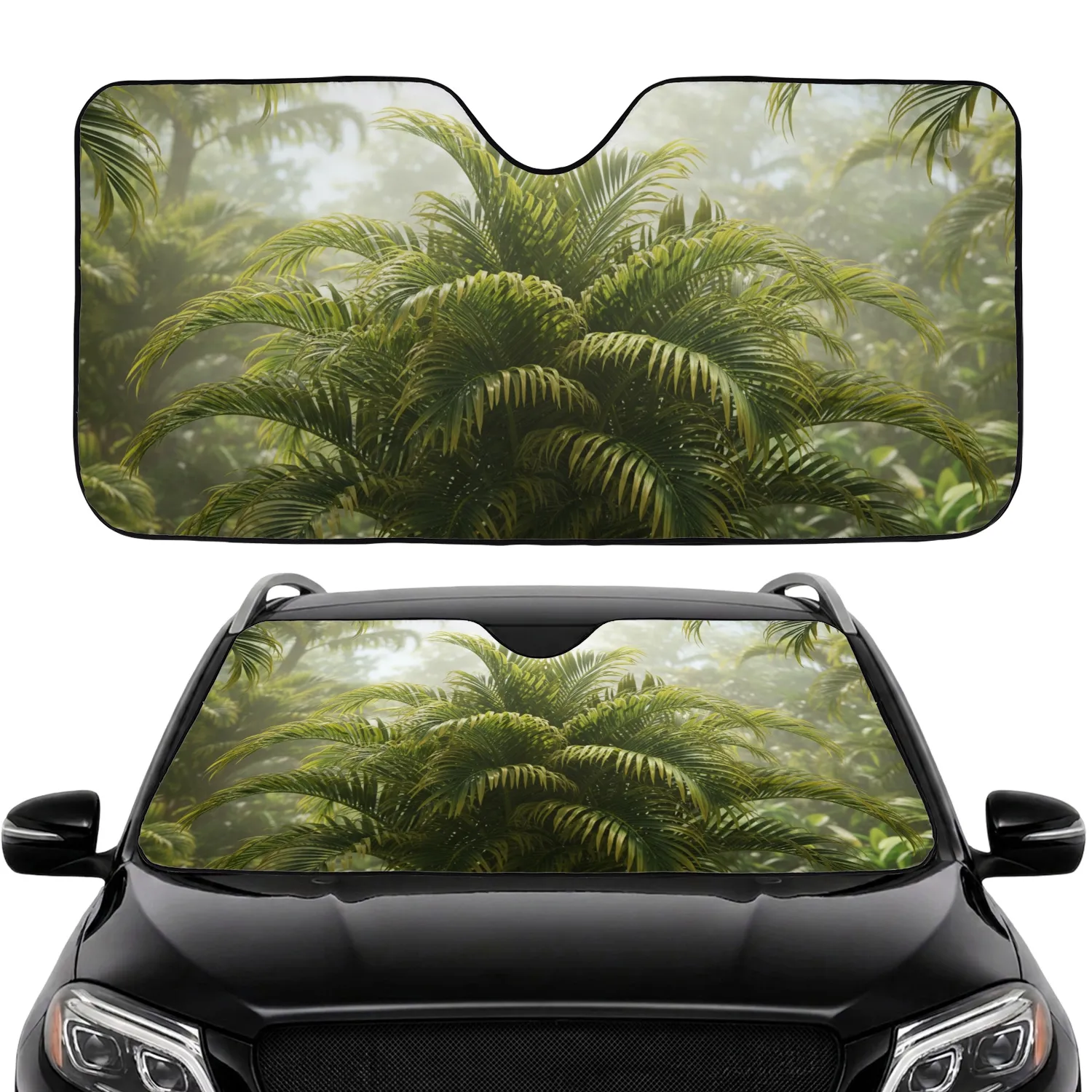Dense Tropical Palm Fronds Variegated Leaves Dappled Sunlight - Car Interior Upgrade Car Sunshade - 1