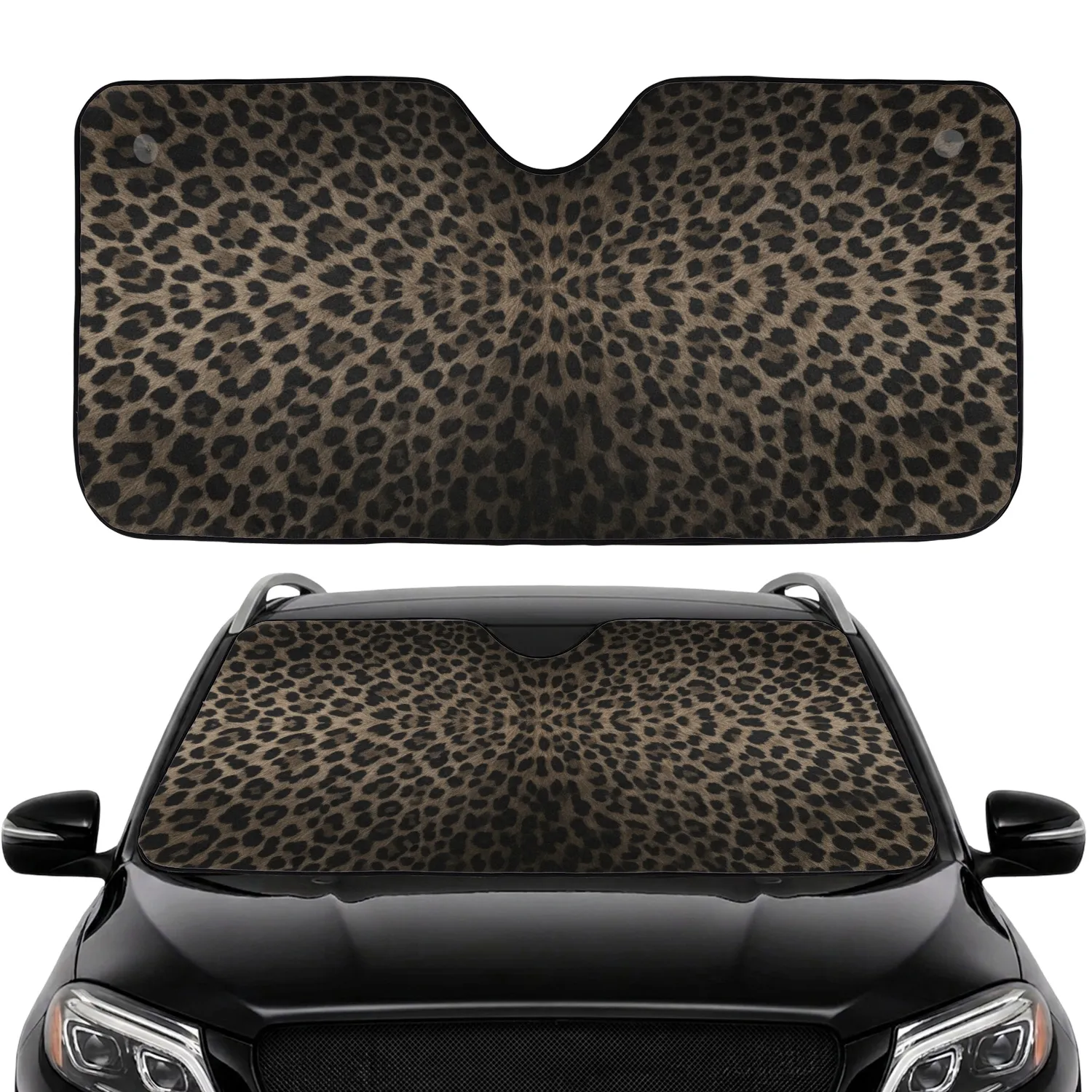 Textured Leopard Fur Rosetted Spots - Travel Essentials Car Interior Upgrade Car Sunshade - 1