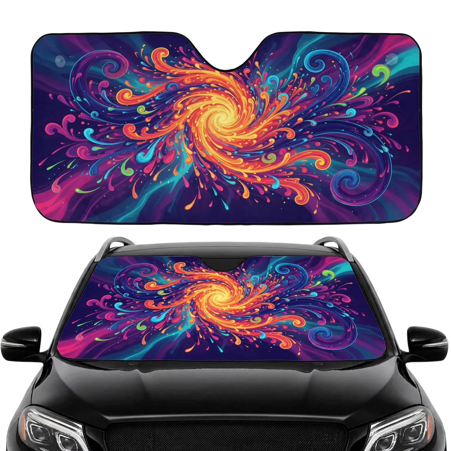 Vortex Currents Spirals Droplets Swirls - Travel Essentials Car Sunshade - 1