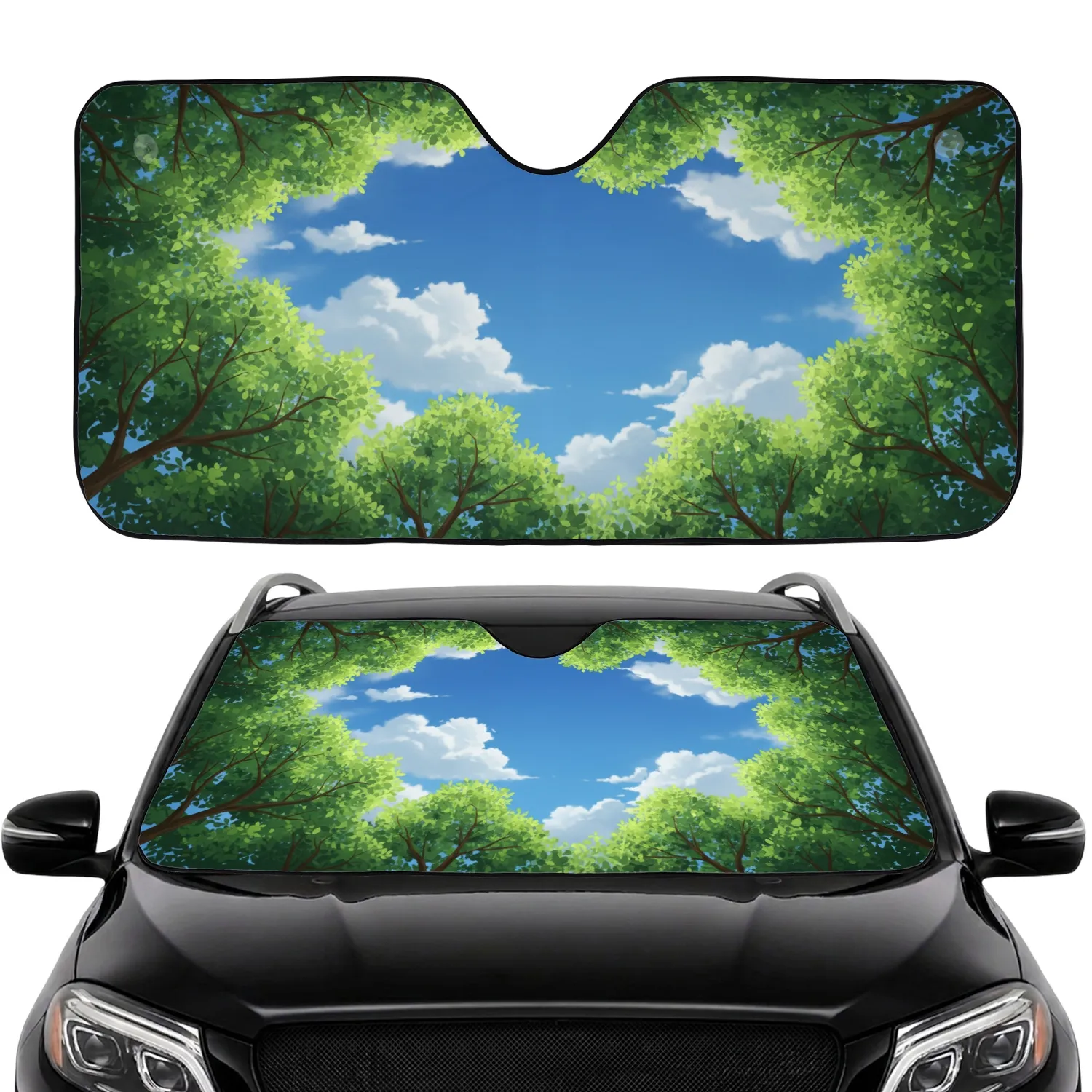 Tree Canopy Sky Clouds Sunlight - Nature Lover Gift Car Sunshade - 1