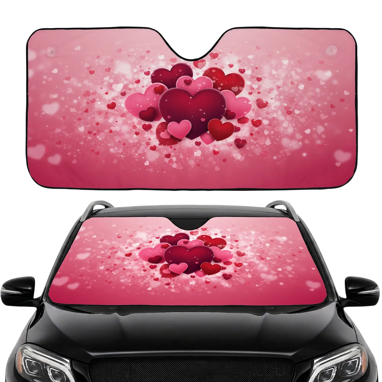 Romantic Swirling Hearts Love Gift for Her Car Sunshade - 1