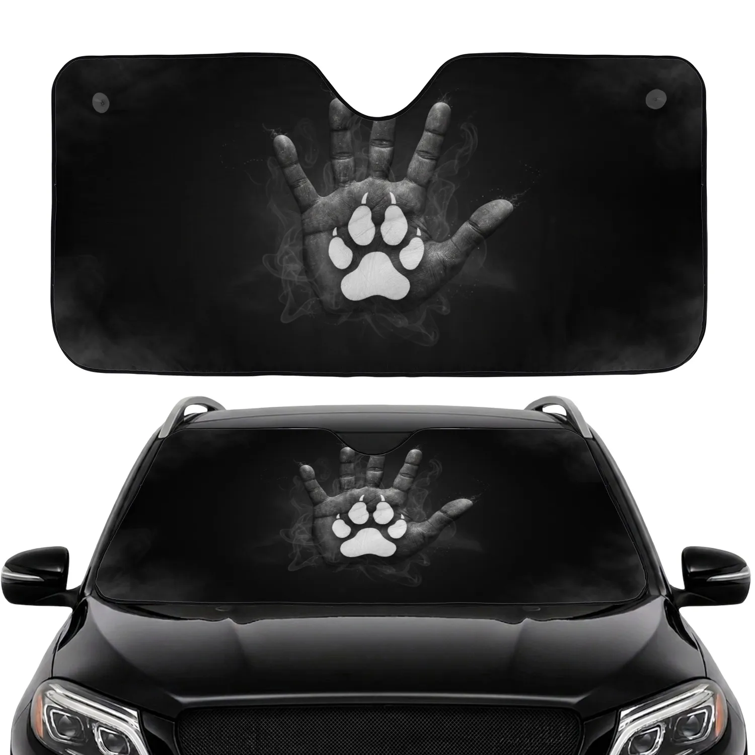 Human Handprint Animal Paw Print Smoke Mist - Everyday Use Car Sunshade - 1