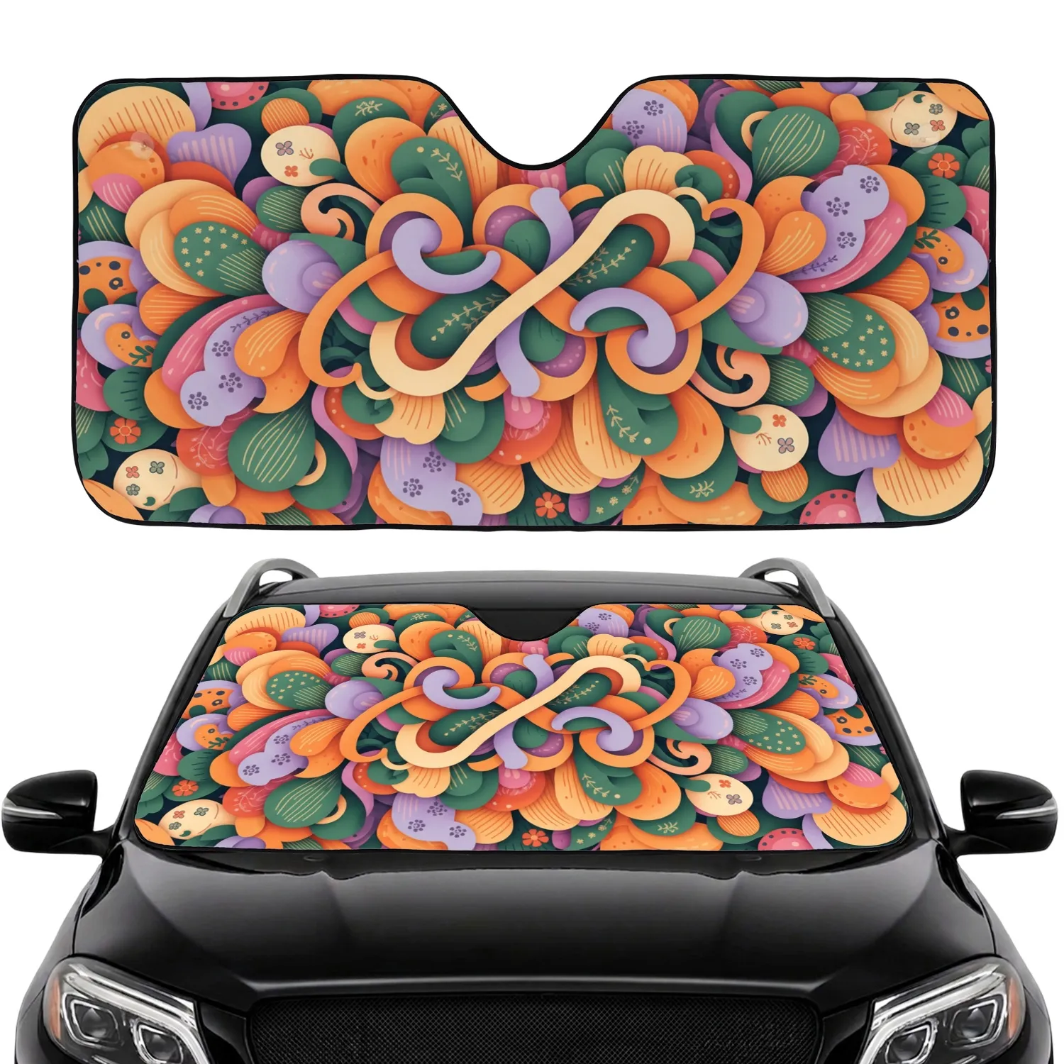 Vibrant Petals Floral Cloudscape - Travel Essentials Car Decor Gift Car Sunshade - 1
