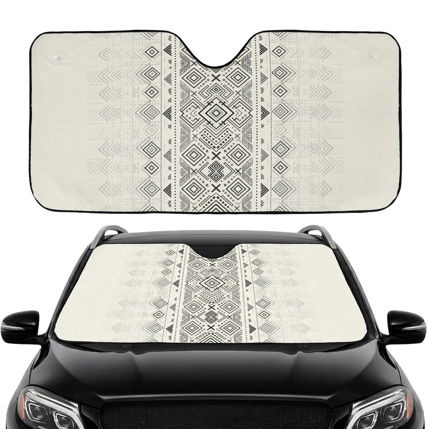 Tribal Aztec Geometric Diamond Chevron Lines - Auto Interior Decor Car Sunshade - 1