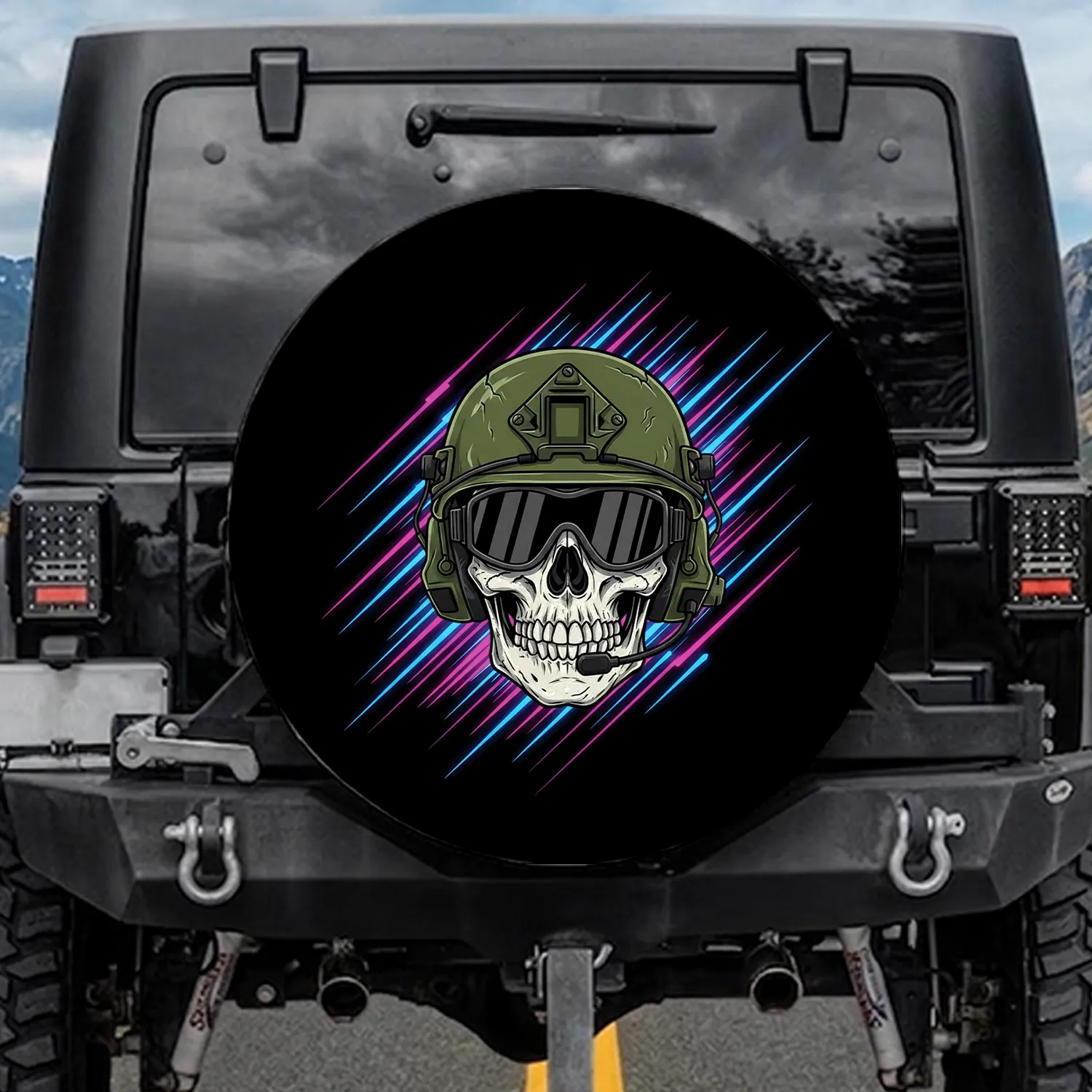 Cyberpunk Tactical Skull Night Vision Goggles - Travel Essentials Gift for Veterans Spare Tire Cover - 1