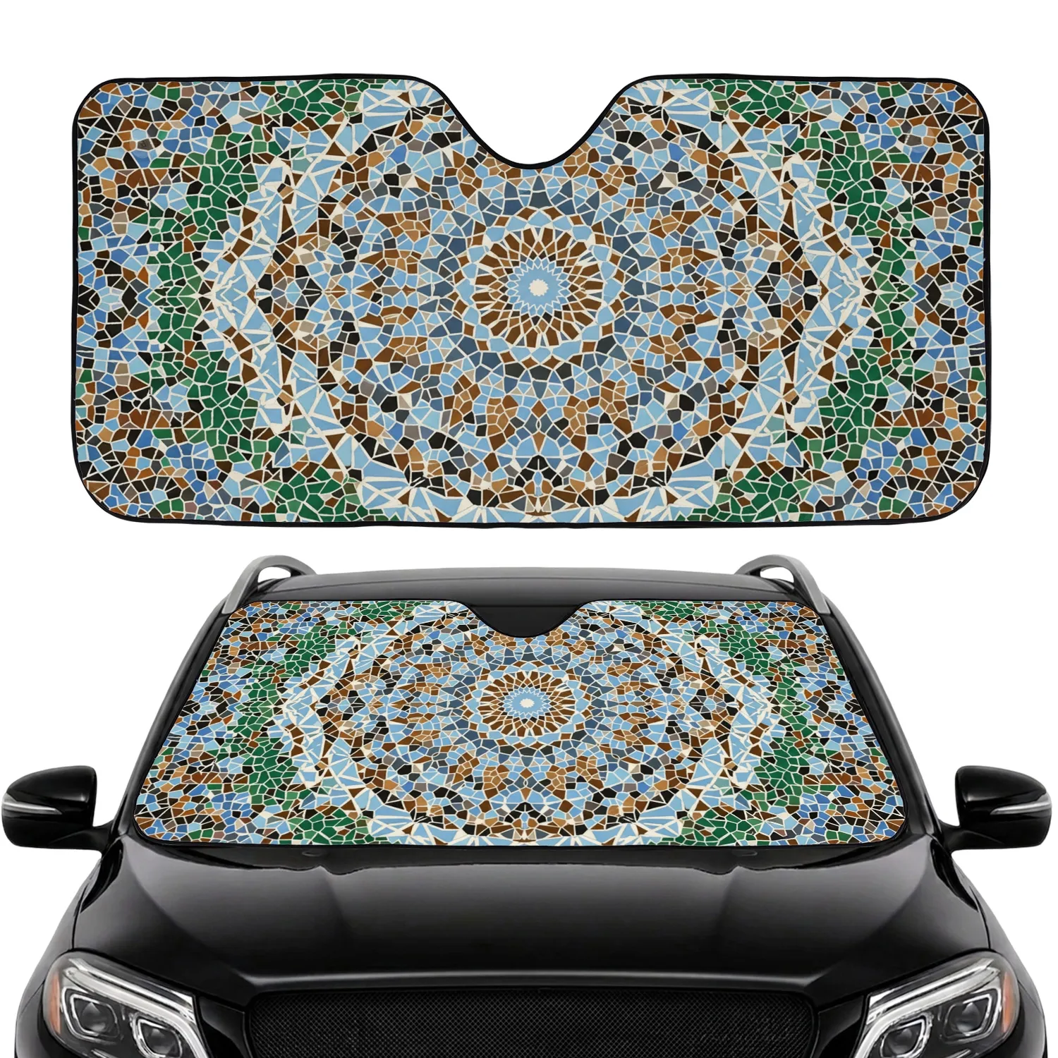 Starburst Geometric Mosaic Polished Ceramic Tiles Car Sunshade - 1