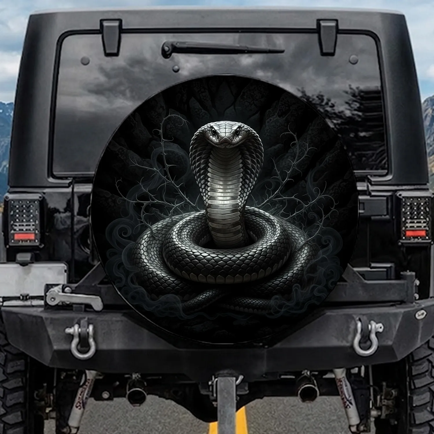 Coiled Cobra Snake Skeletal Vines - Gothic Wildlife Decor Spare Tire Cover - 1