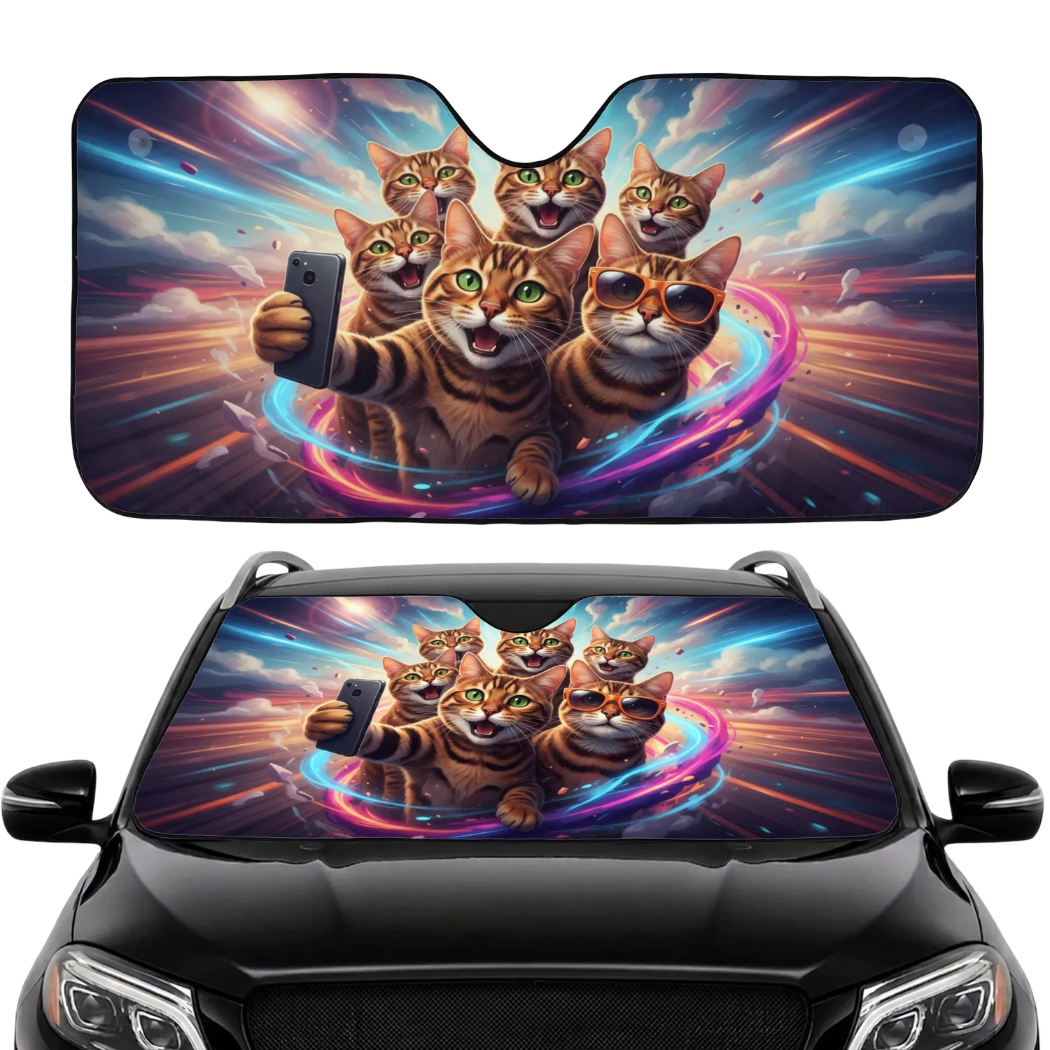 Bengal Cats Selfie Sunglasses Adventure - Travel Essentials Cat Lover Gift Car Sunshade - 1