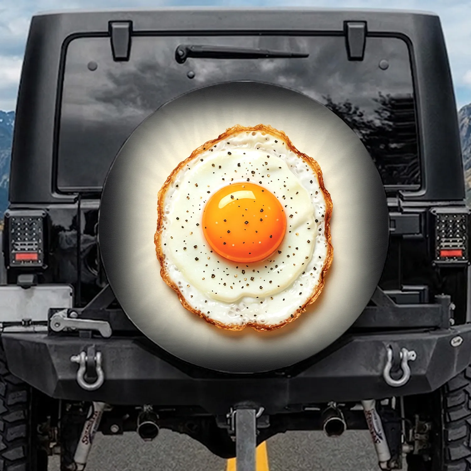 Sunny Side Up Fried Egg - Breakfast Meal Food Lover Vehicle Decor Gift for Road Trips Spare Tire Cover - 1