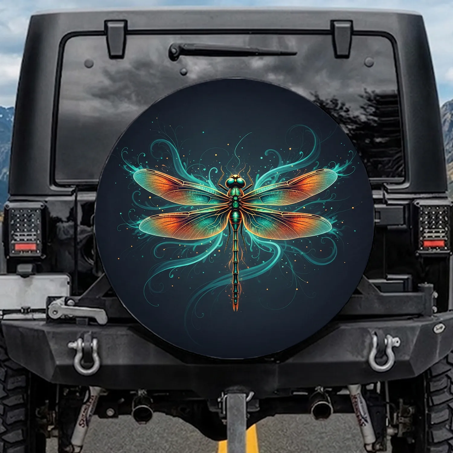 Luminous Iridescent Dragonfly Flowing Energy Wings - Wildlife Lover Gift Spare Tire Cover - 1