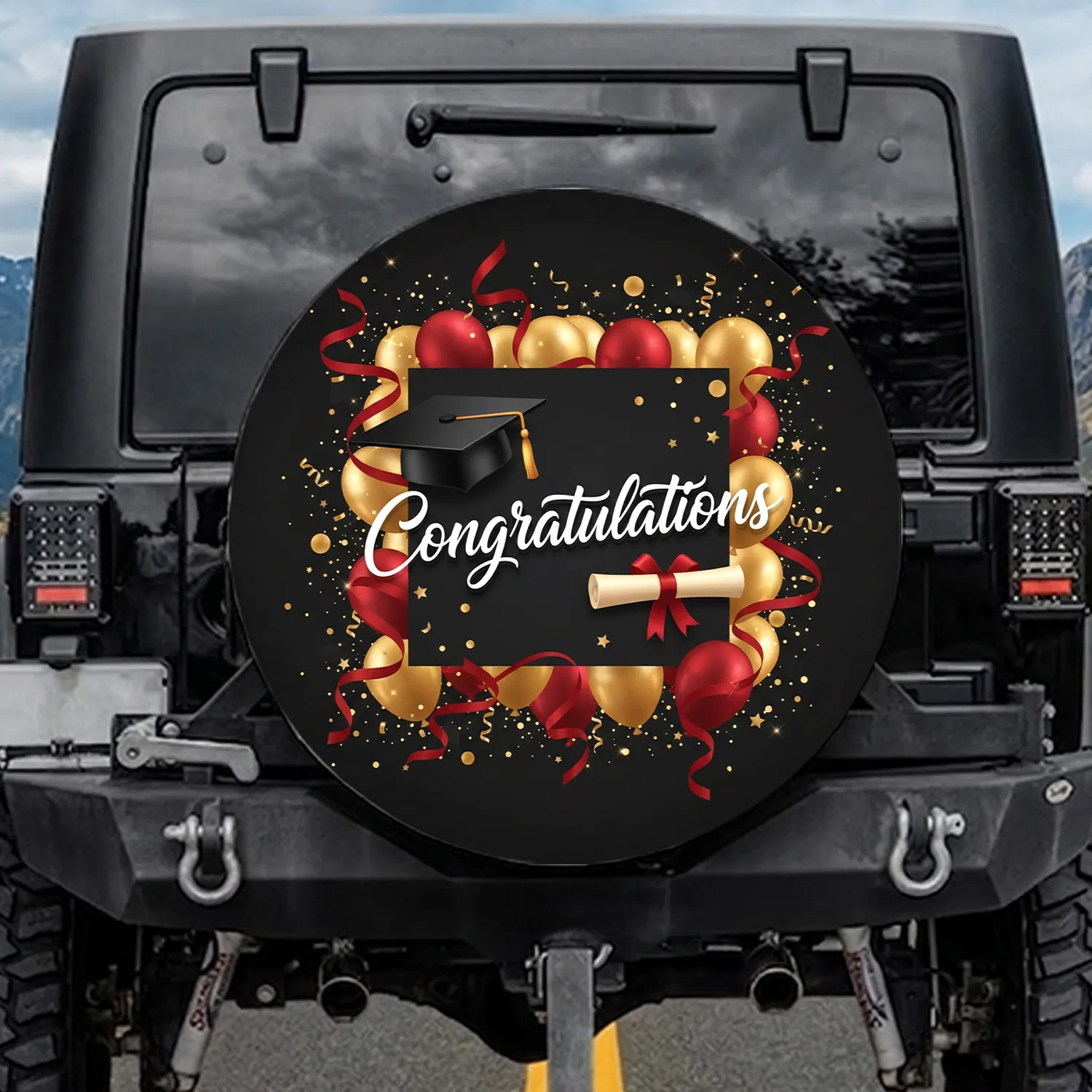 Congratulations Graduation Cap Diploma - Graduation Celebration Gift for Graduates Spare Tire Cover - 1