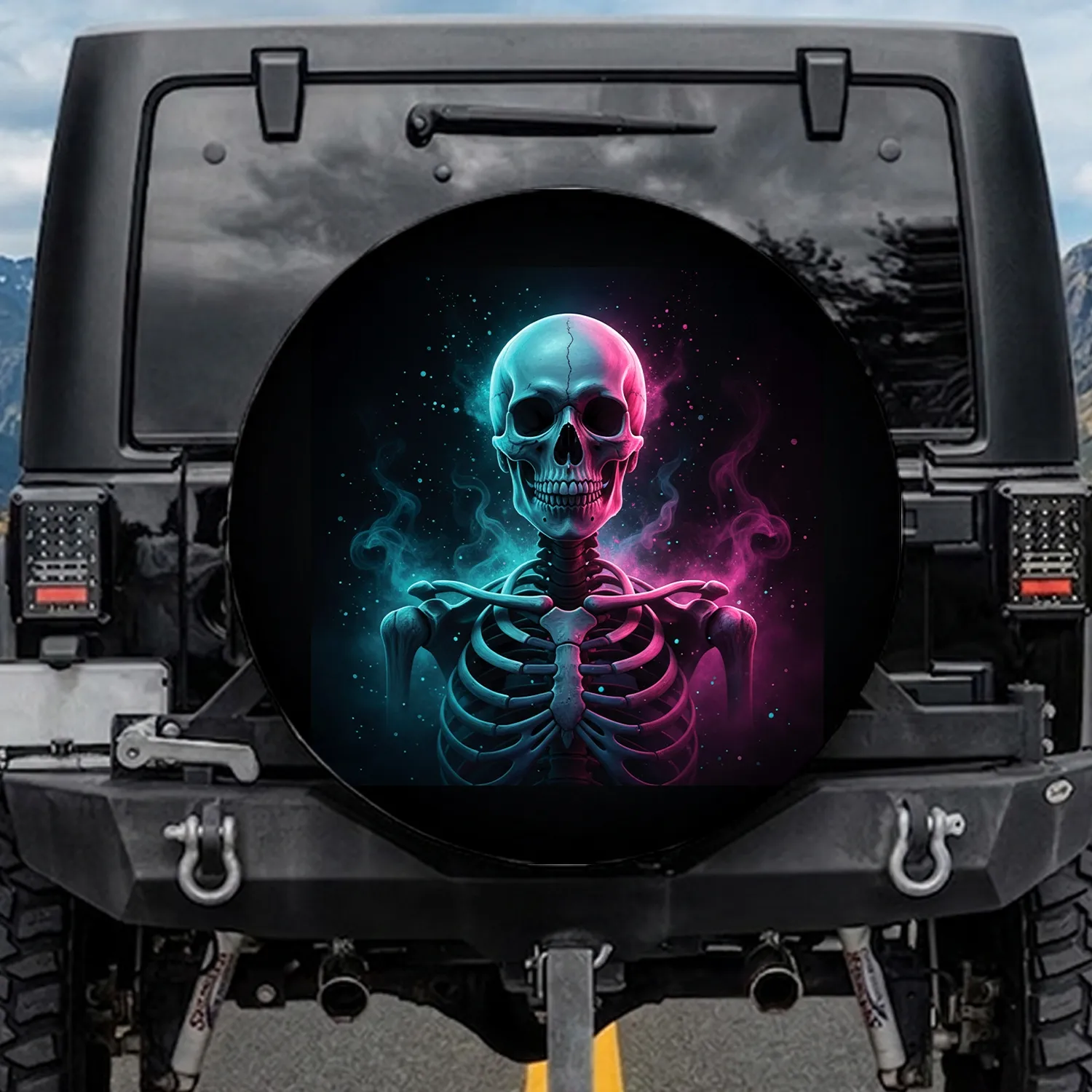 Realistic Dual-Tone Neon Human Skeleton Bust – Cosmic Decor Gift Spare Tire Cover - 1