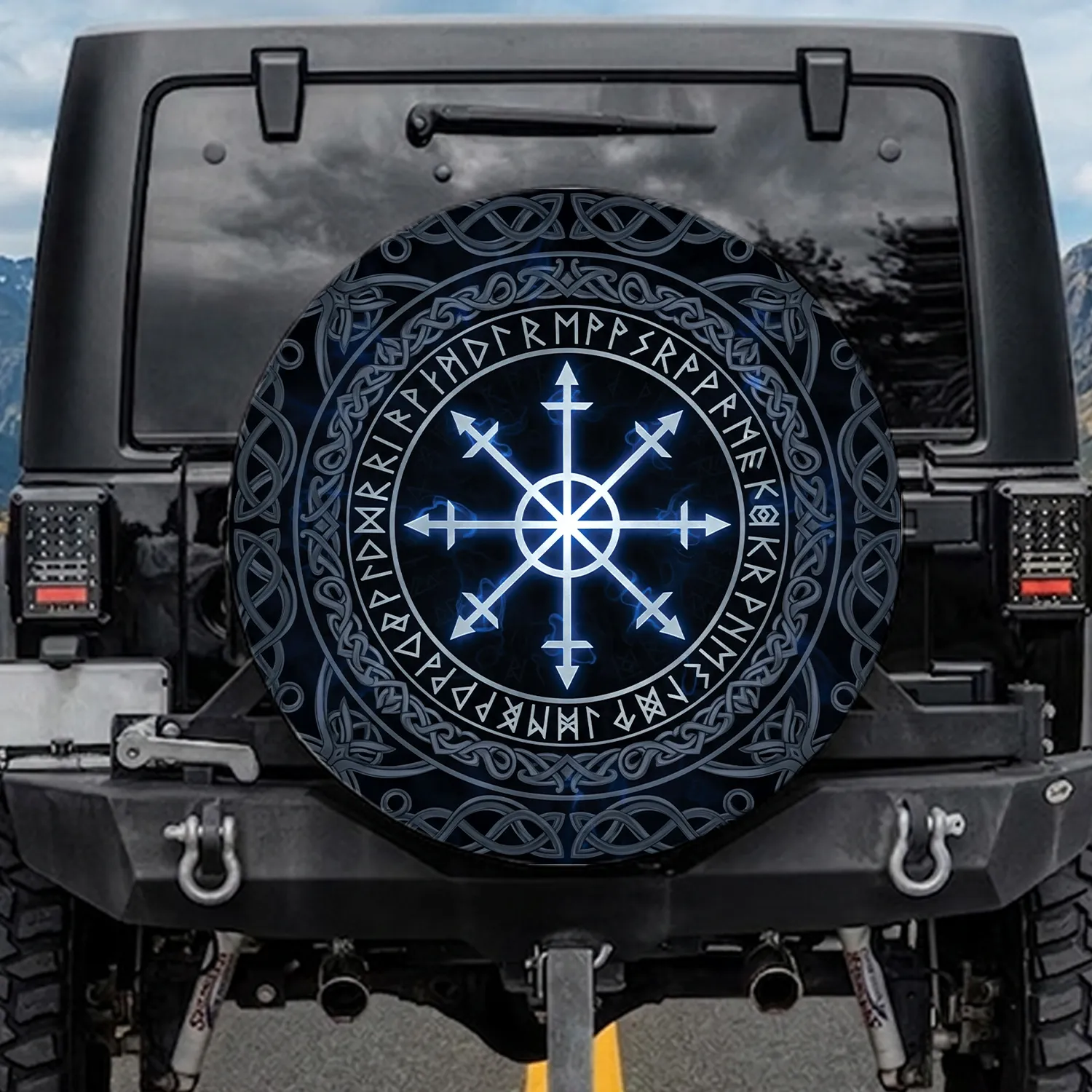 Vegvisir Runes Celtic Dragon - Norse Viking Culture Gift Spare Tire Cover - 1