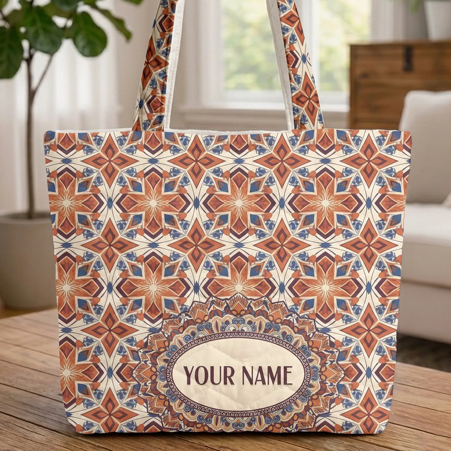 Kaleidoscopic Mandala Boho - Everyday Carry Travel Essentials Fashion Accessory Gift Quilted Tote Bag - 1