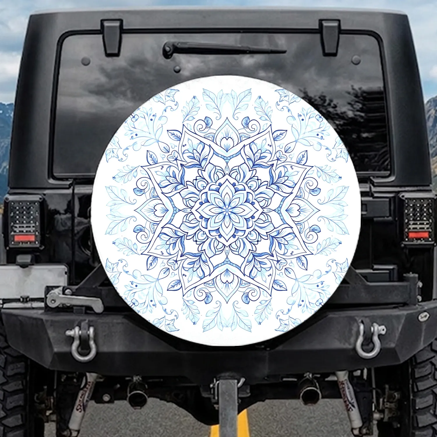 Graceful Delicate Mandala Blossom Floral Botanical Leaves - Botanical Lover Gift Spare Tire Cover - 1