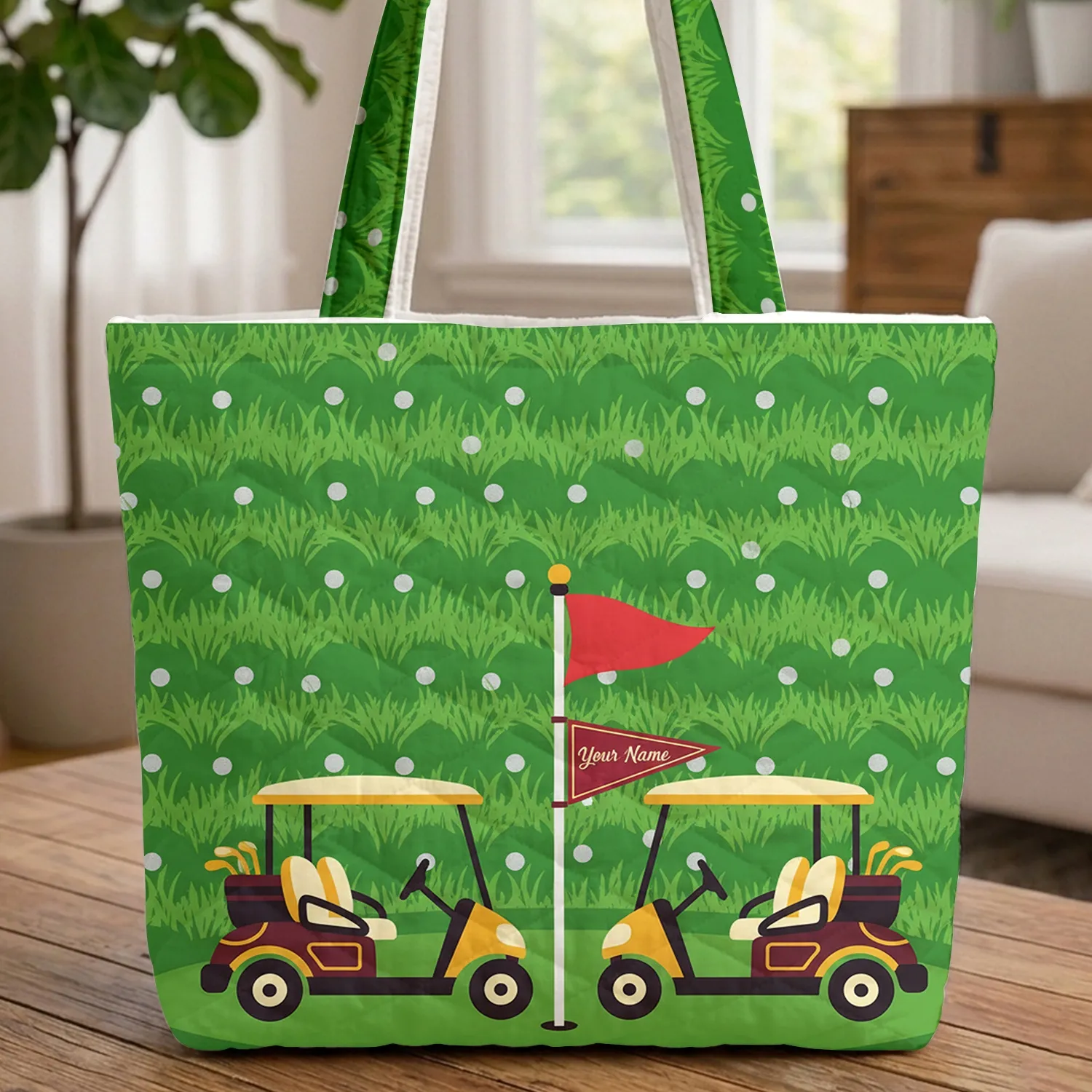 Ornate Golf Carts Golf Flag Golf Balls - Everyday Carry Gift for Golfer Quilted Tote Bag - 1