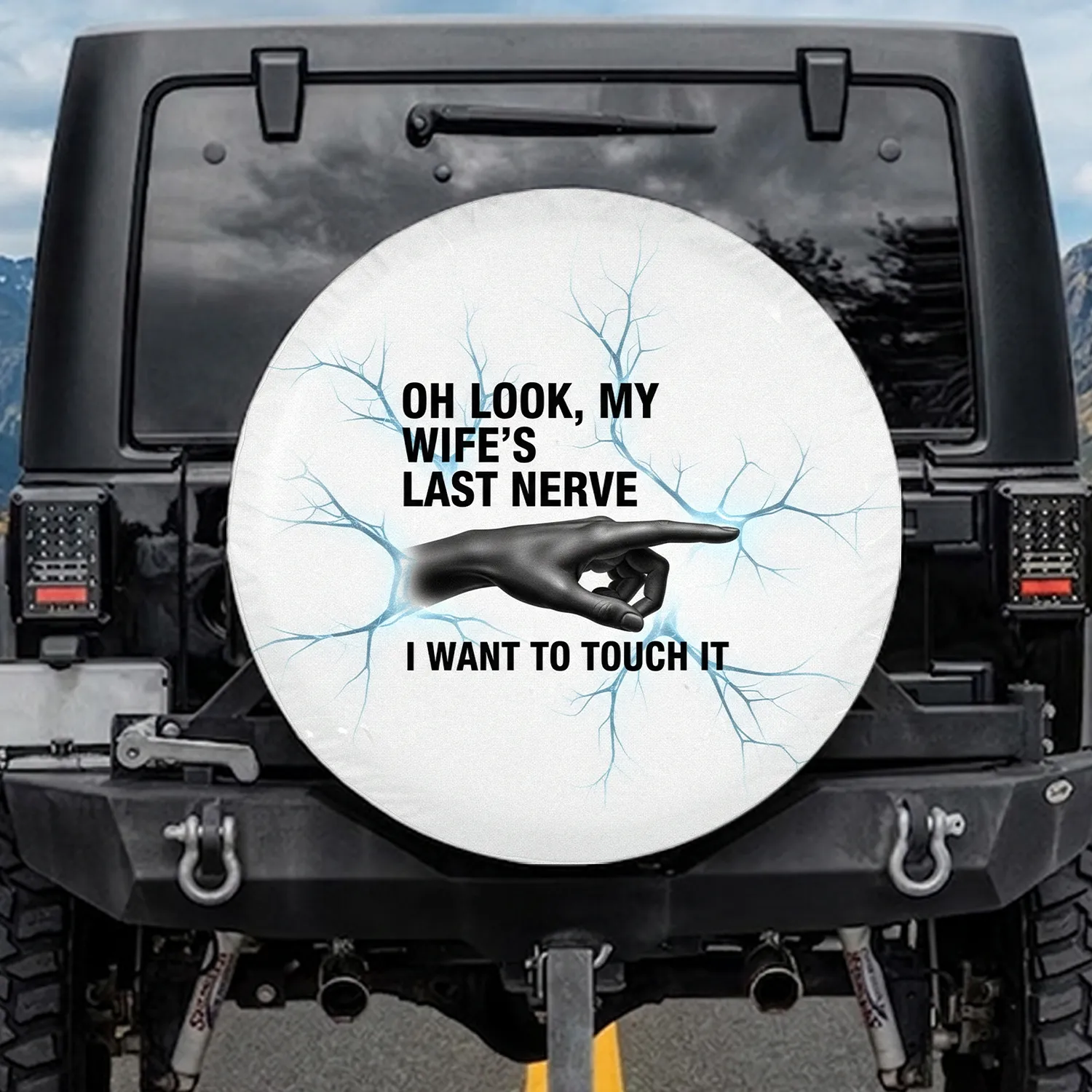 Wife's Last Nerve Pointing Hand Sarcastic Humor Lifestyle Gift for Him Spare Tire Cover - 1