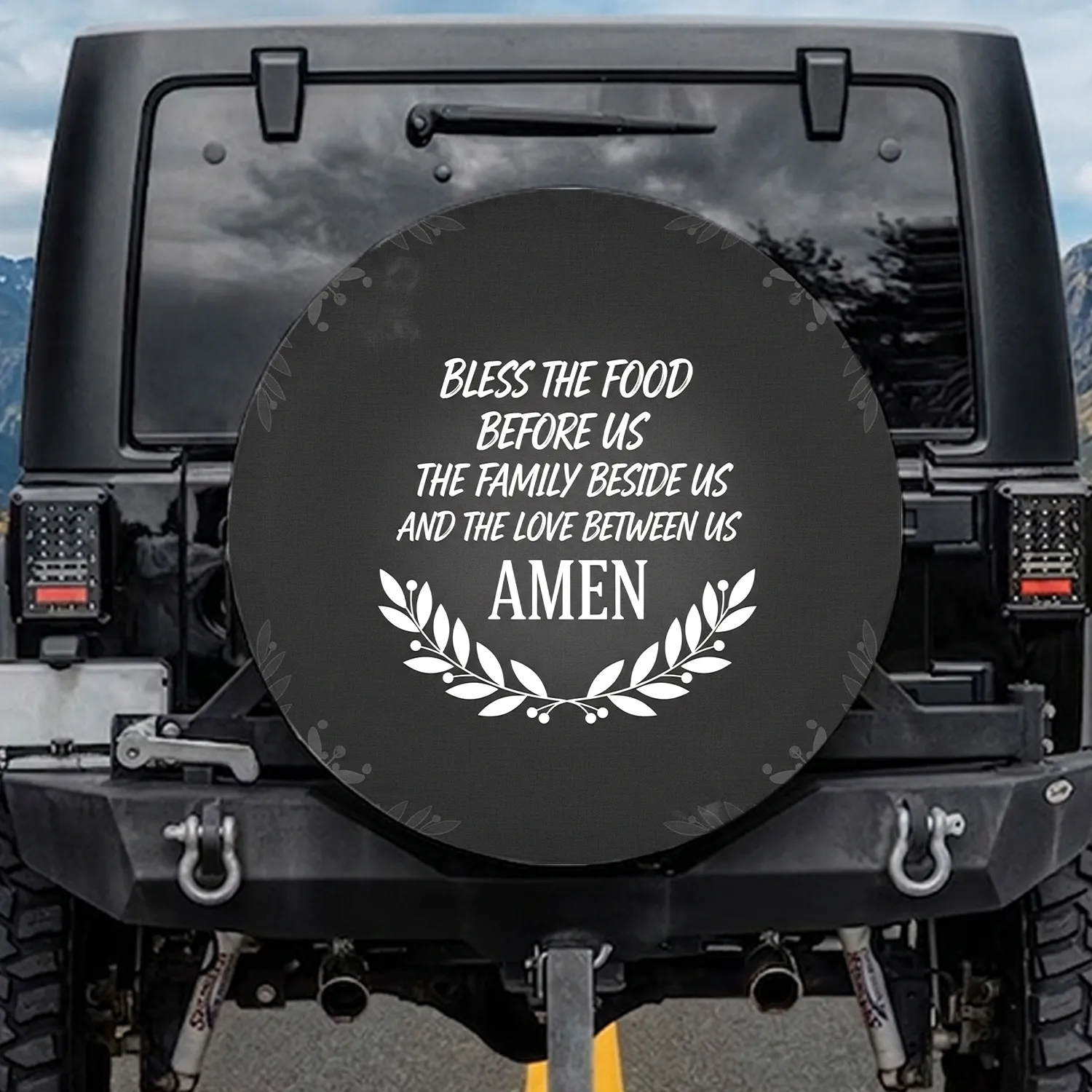 Bless Food Family Prayer Wreath - Family Home Blessing Gift Spare Tire Cover - 1