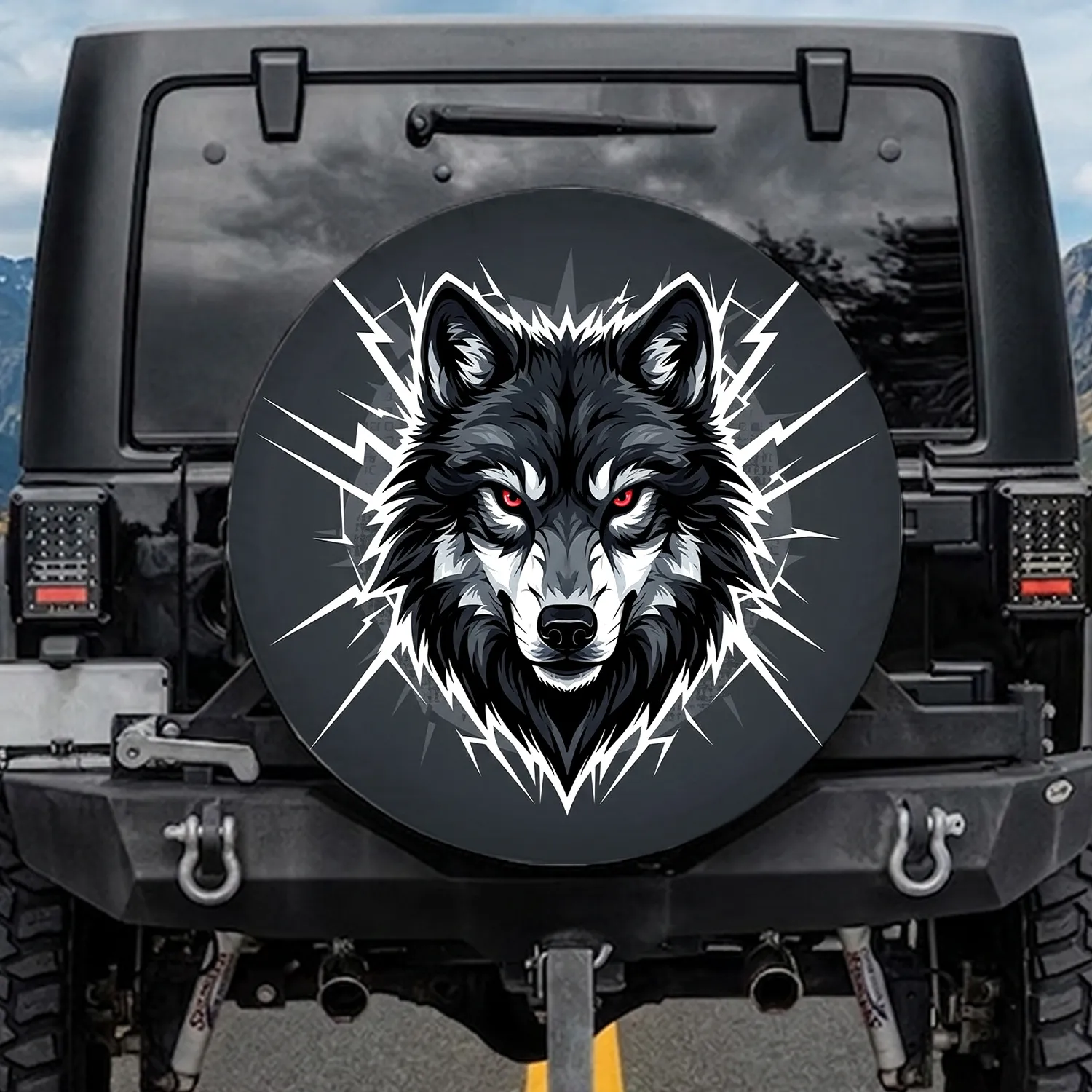 Ferocious Wolf Head - Raw Power Off-Road Adventure Gift Spare Tire Cover - 1