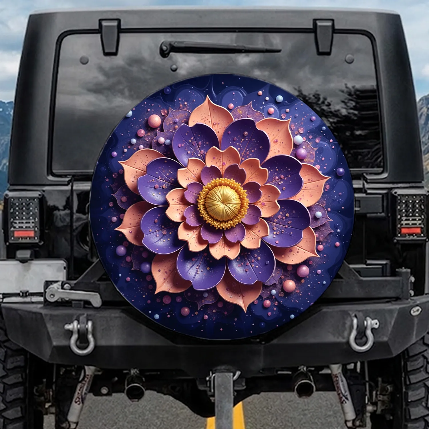 Confectionery Sculpted Flower Bloom Petals Pistil - Car Decor Gift Spare Tire Cover - 1