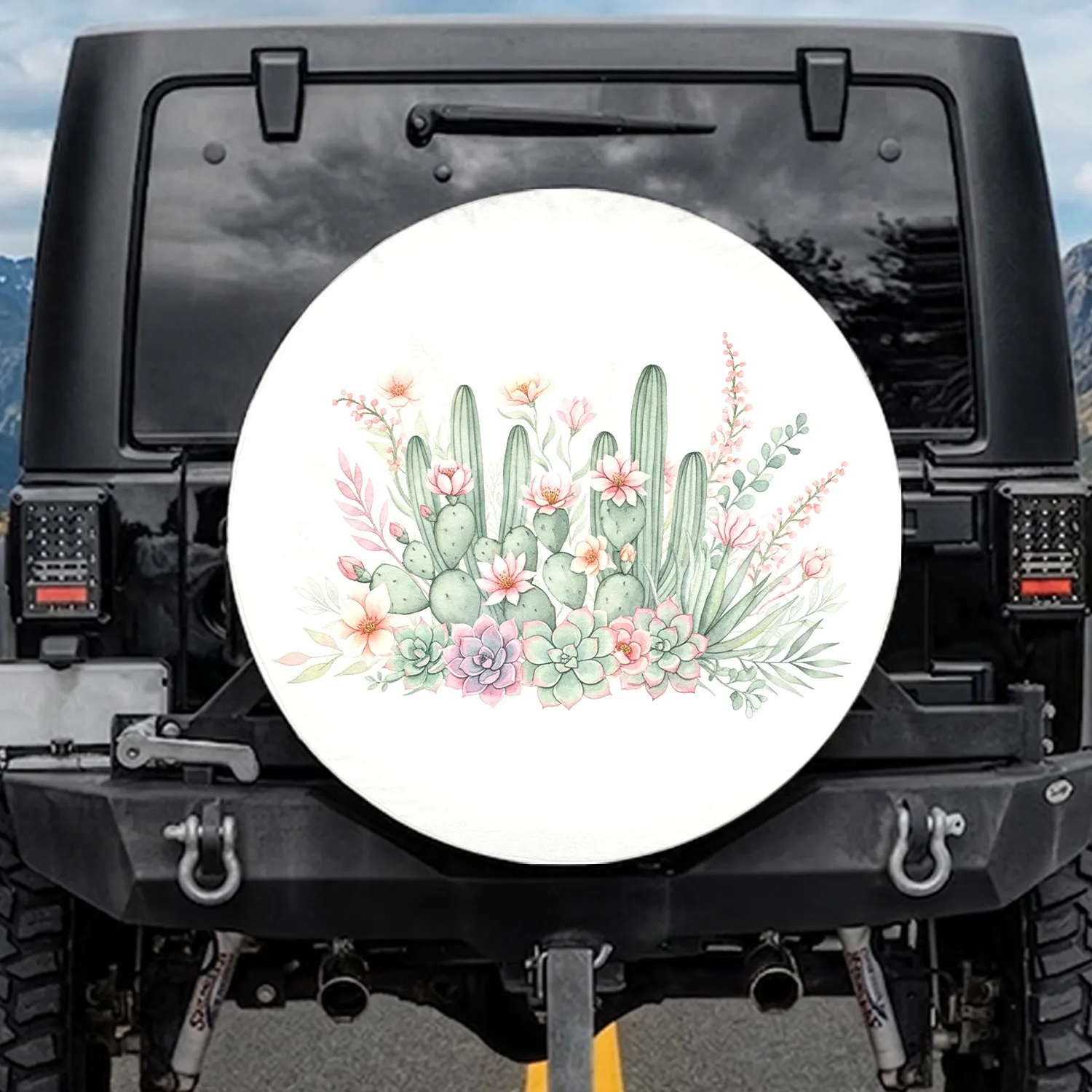 Cacti Succulent Blossoms Desert Flora - Nature Lover Car Decor Gift Spare Tire Cover - 1