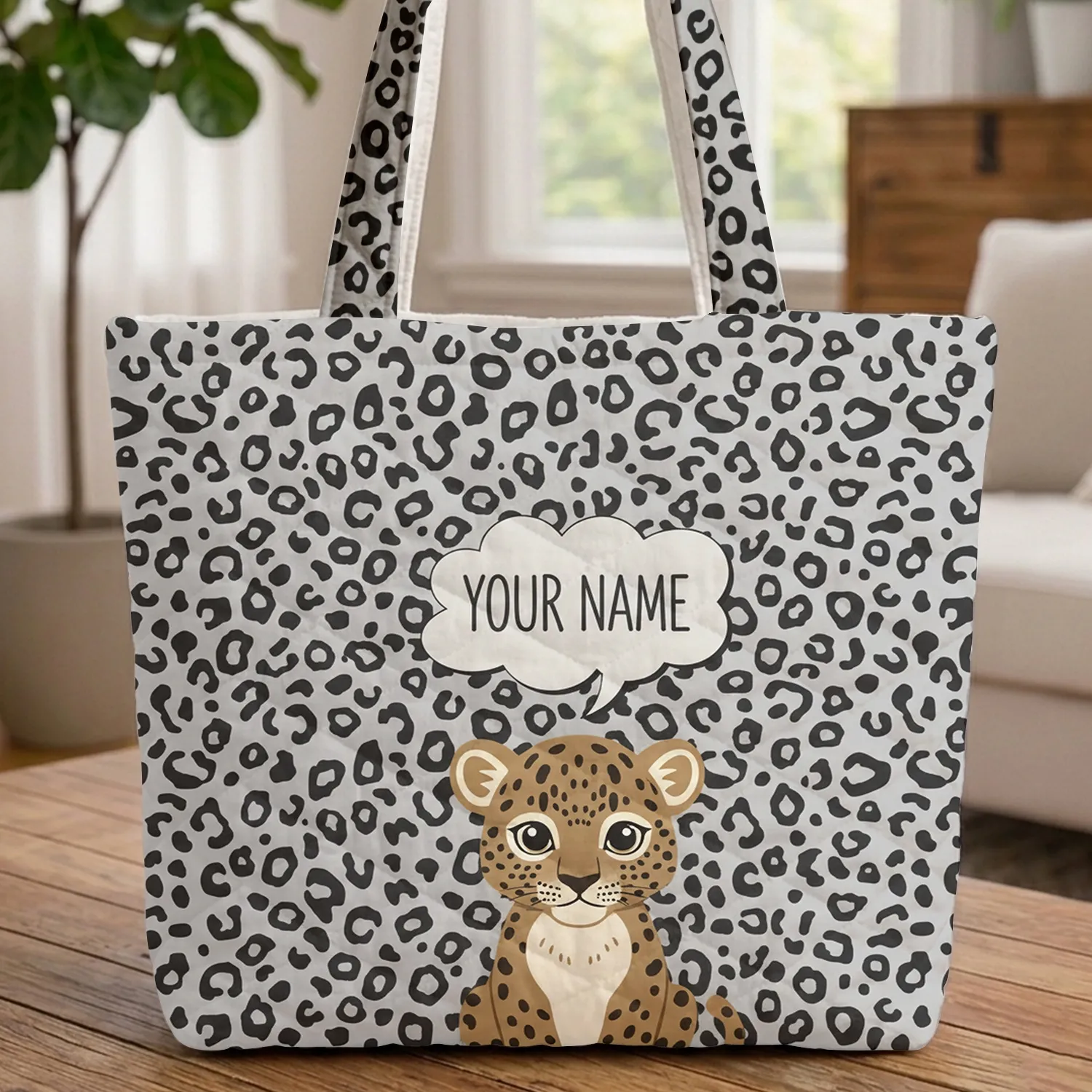 Leopard Cub Leopard Print Wildlife Lover Everyday Carry Gift Quilted Tote Bag - 1