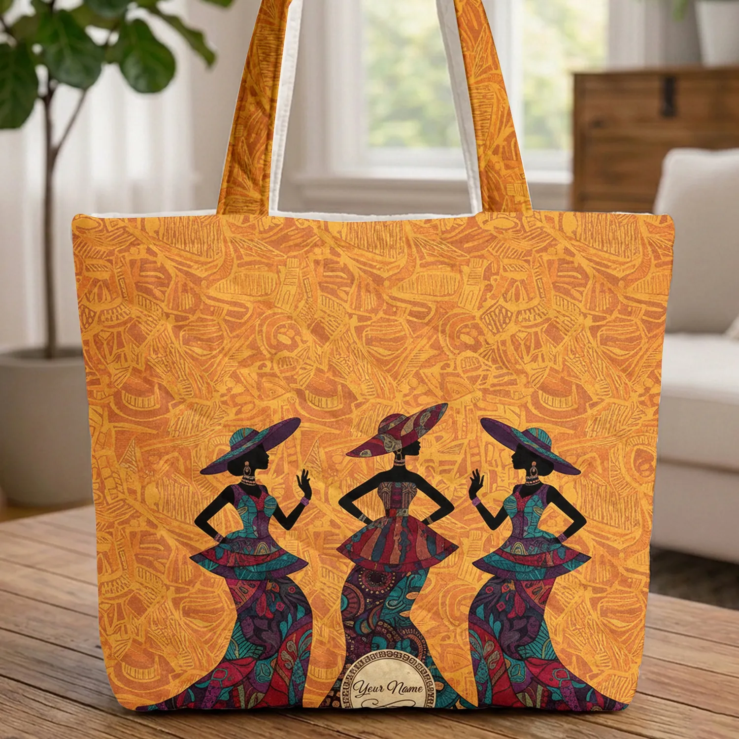 Three Women Cultural Attire Personalized Name - Everyday Carry Travel Gift for Her Quilted Tote Bag - 1