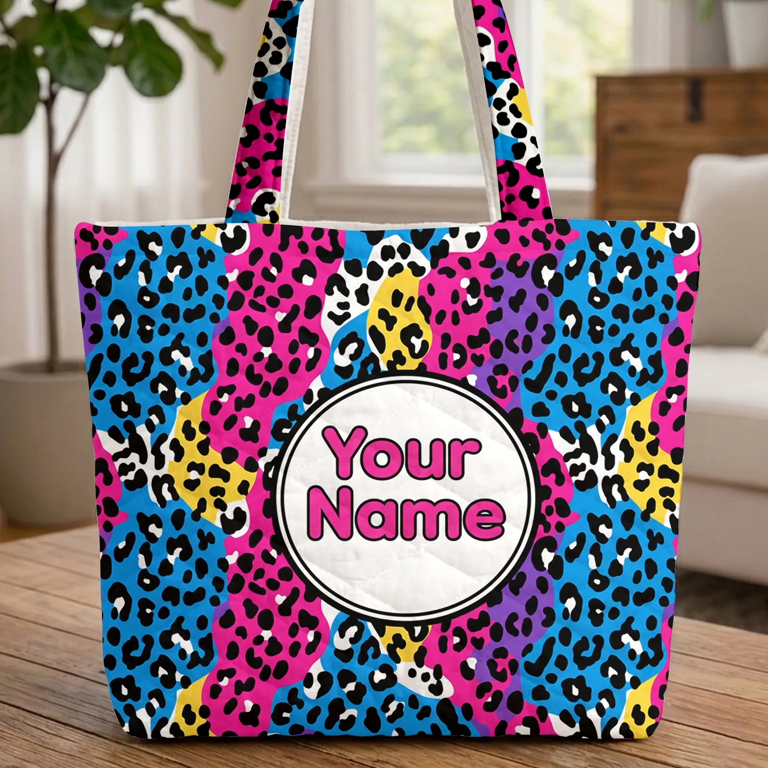 Leopard Spots Medallion - Everyday Travel Work Commute Market Essentials Quilted Tote Bag - 1
