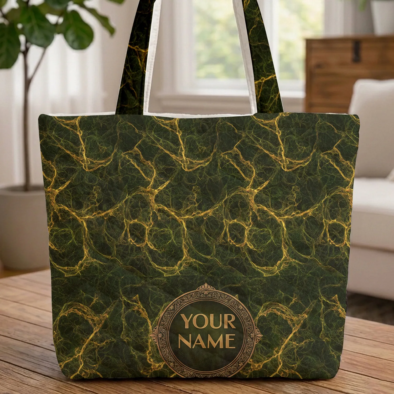 Glowing Golden Roots Organic Structures - Everyday Carry Gift for Commuters Quilted Tote Bag - 1