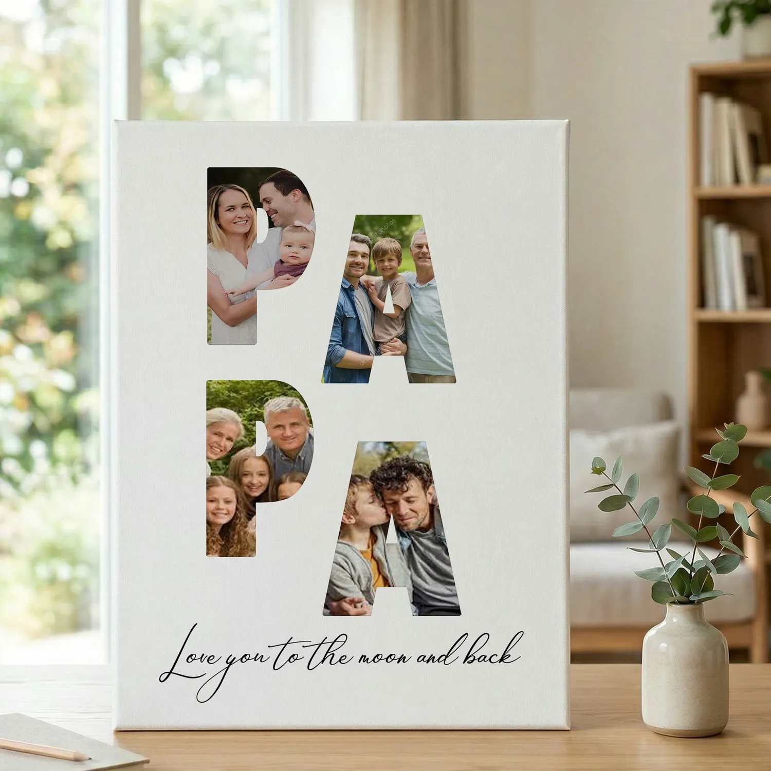 Personalized Papa Photo Collage Gift Papa Photo Collage Dad Photo Print Gift For Dad Papa Present Birthday Present for Pops Gift for Papa - 1