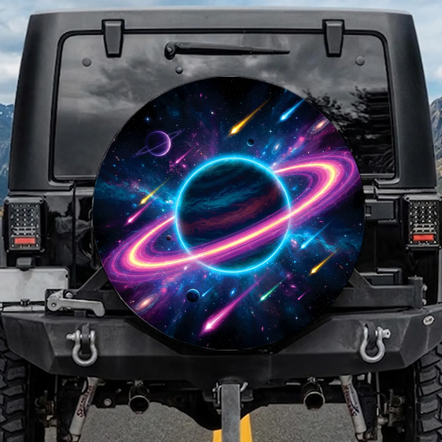 Gas Giant Planet Rings Cosmic Stars Nebulae - Space Lover Gift Spare Tire Cover - 1