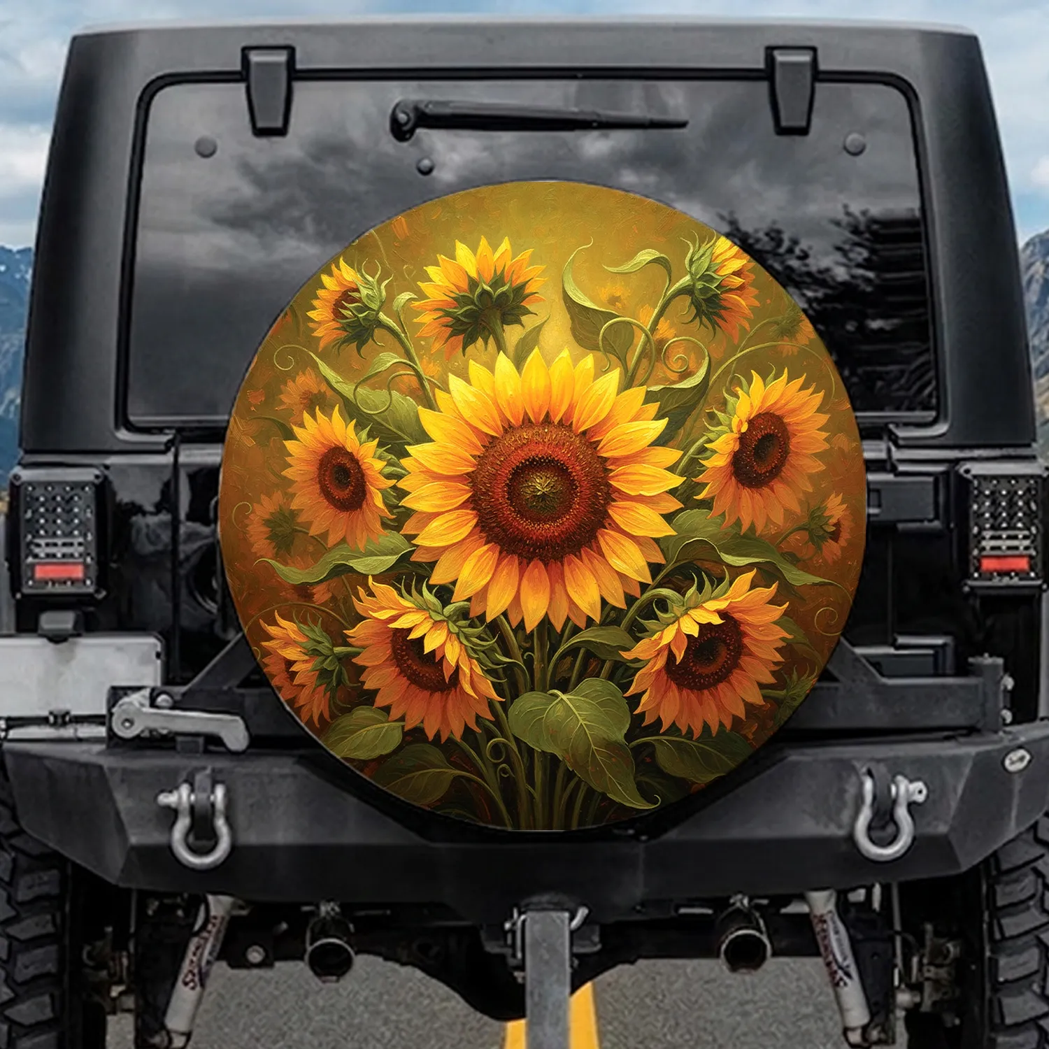 Luminous Sunflower Bouquet Summer Garden Field - Outdoor Enthusiast Everyday Use Spare Tire Cover - 1