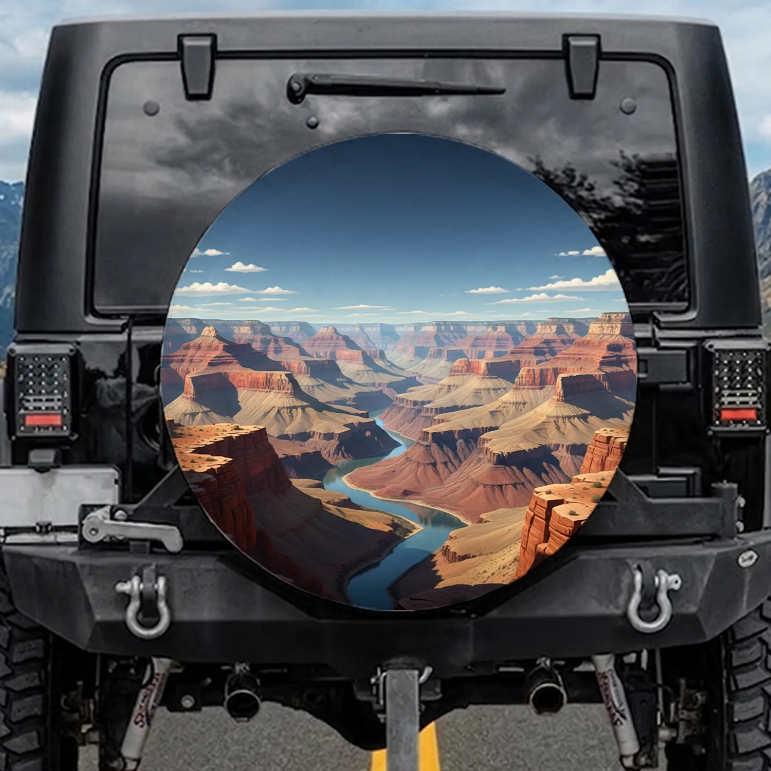 Grand Canyon Landscape Layered Rock Formations Winding River - Travel Essentials Spare Tire Cover - 1