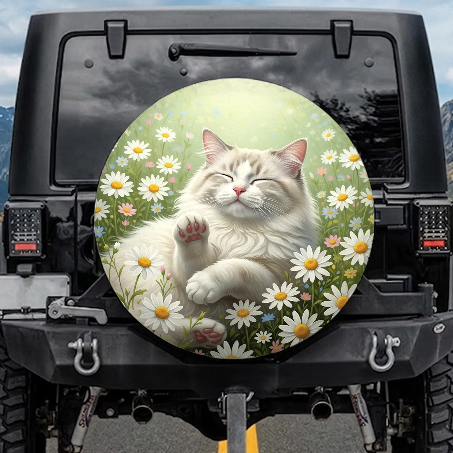 Ragdoll Cat Wildflower Daisy Meadow - Garden Cat Lover Car Decor Gift Spare Tire Cover - 1