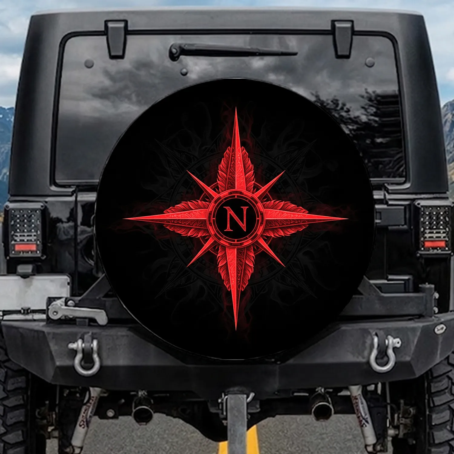 Filigree Compass Rose Ornate Points - Adventure Seeker Travel Gift Spare Tire Cover - 1