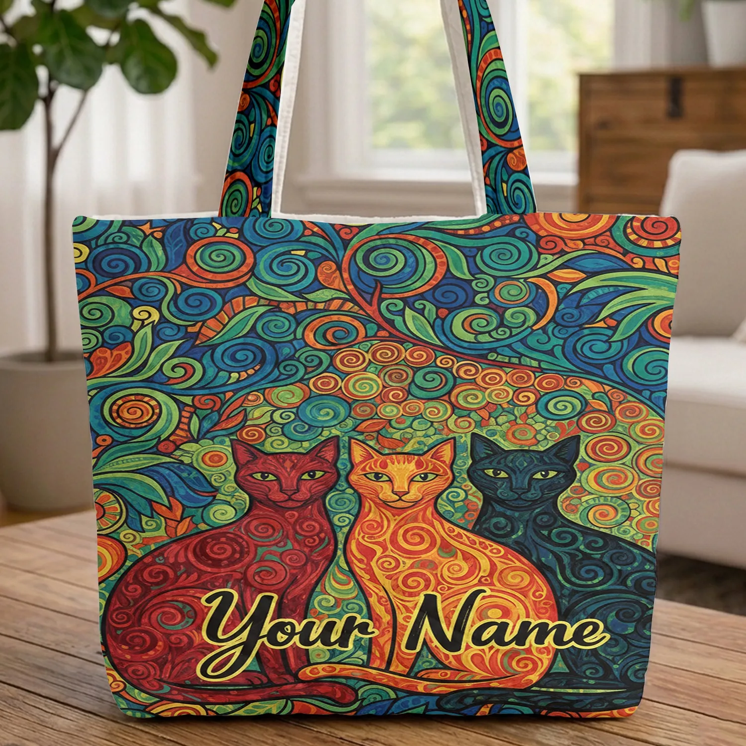 Flowing Fur Cats - Everyday Carry Cat Lover Gift Quilted Tote Bag - 1