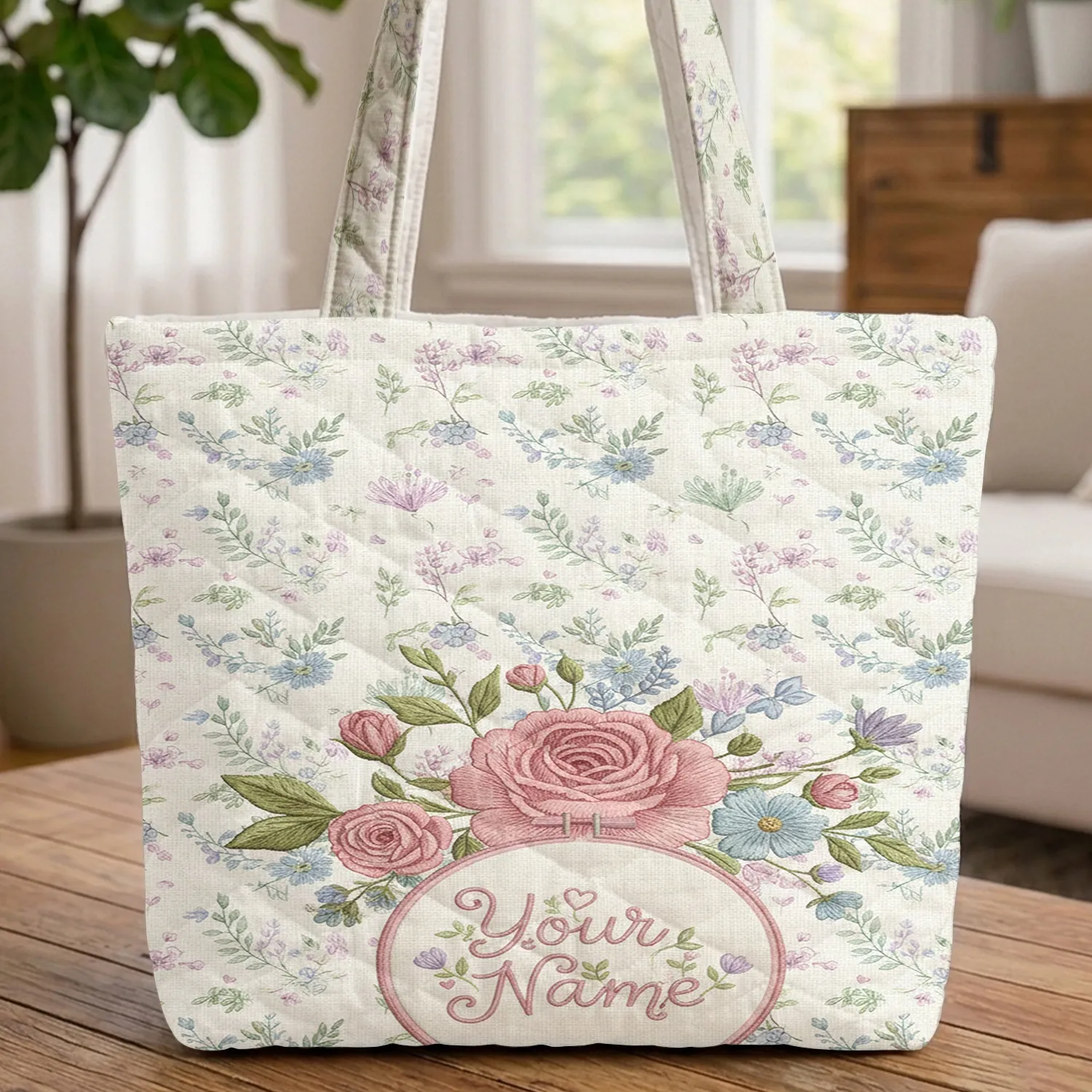 Floral Bouquet Spring Flower Lovers - Everyday Carry Gift Quilted Tote Bag - 1