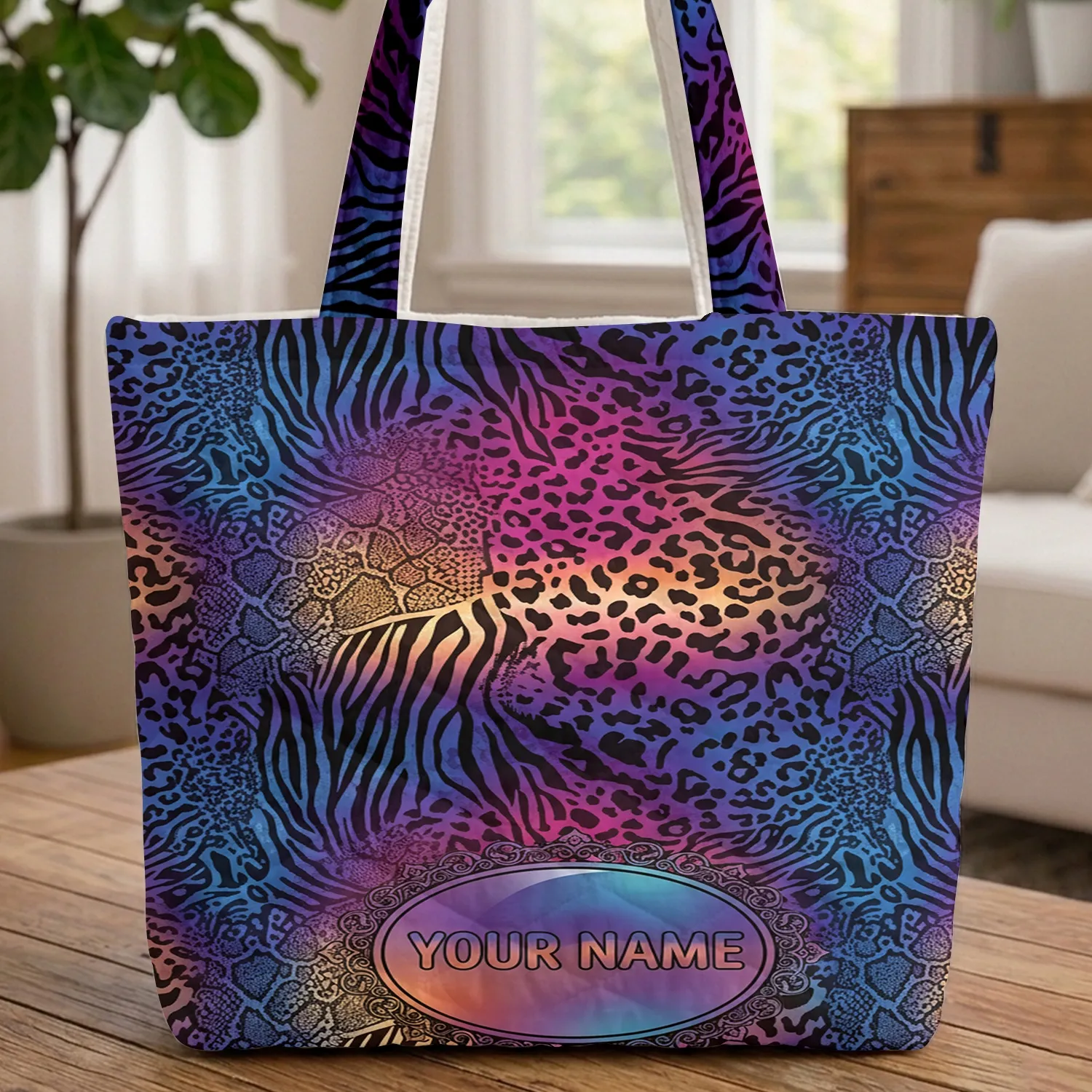 Iridescent Leopard Zebra Snakeskin Medallion - Everyday Carry Gift Quilted Tote Bag - 1