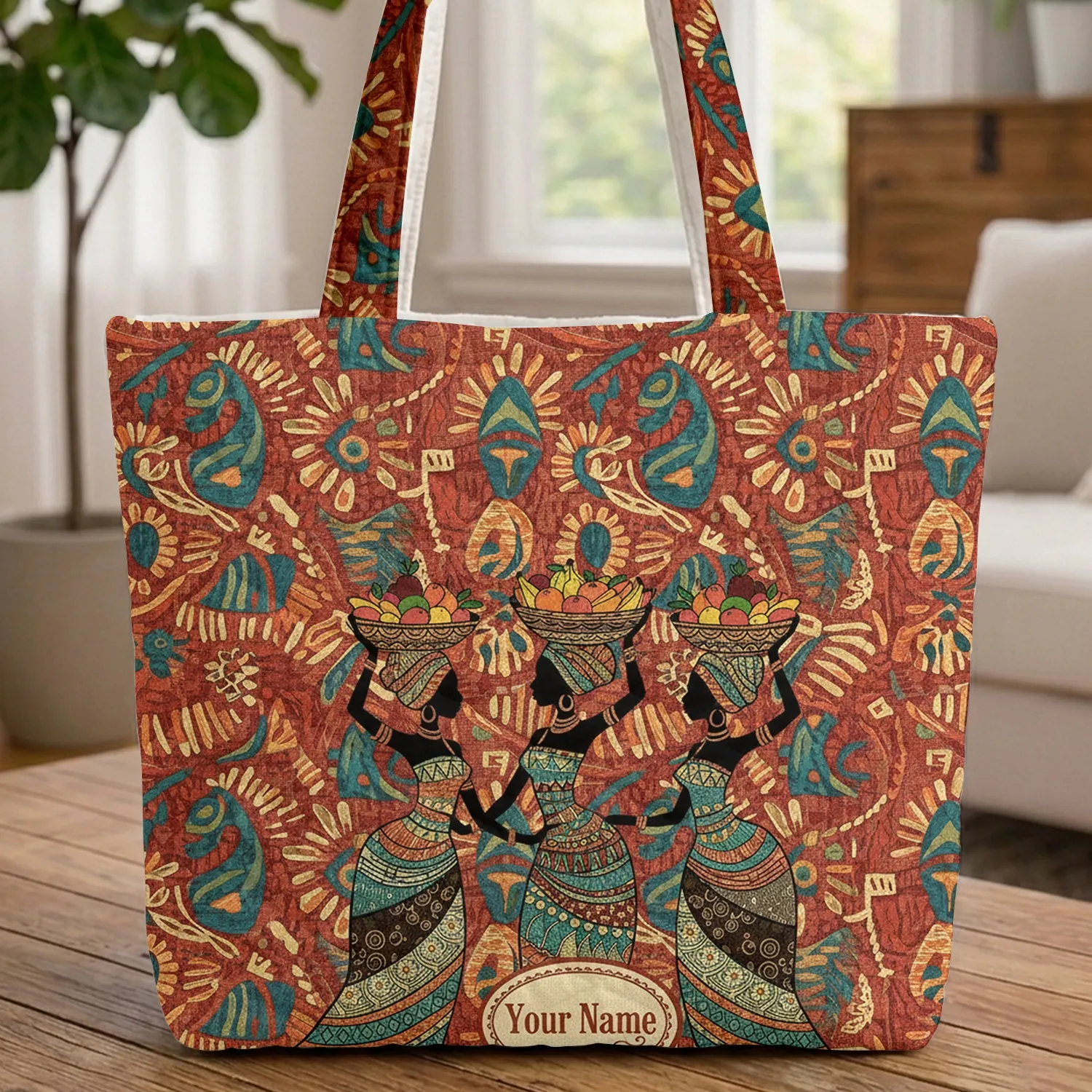 African Women Headwraps Fruit Baskets Your Name - Everyday Carry Gift Quilted Tote Bag - 1