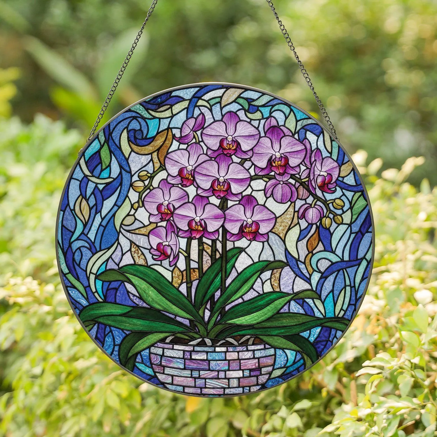 Phalaenopsis Orchid Flowers Mosaic Stained Glass - Home Decor Gift Orchid Lover Stained Glass Suncatcher - 1