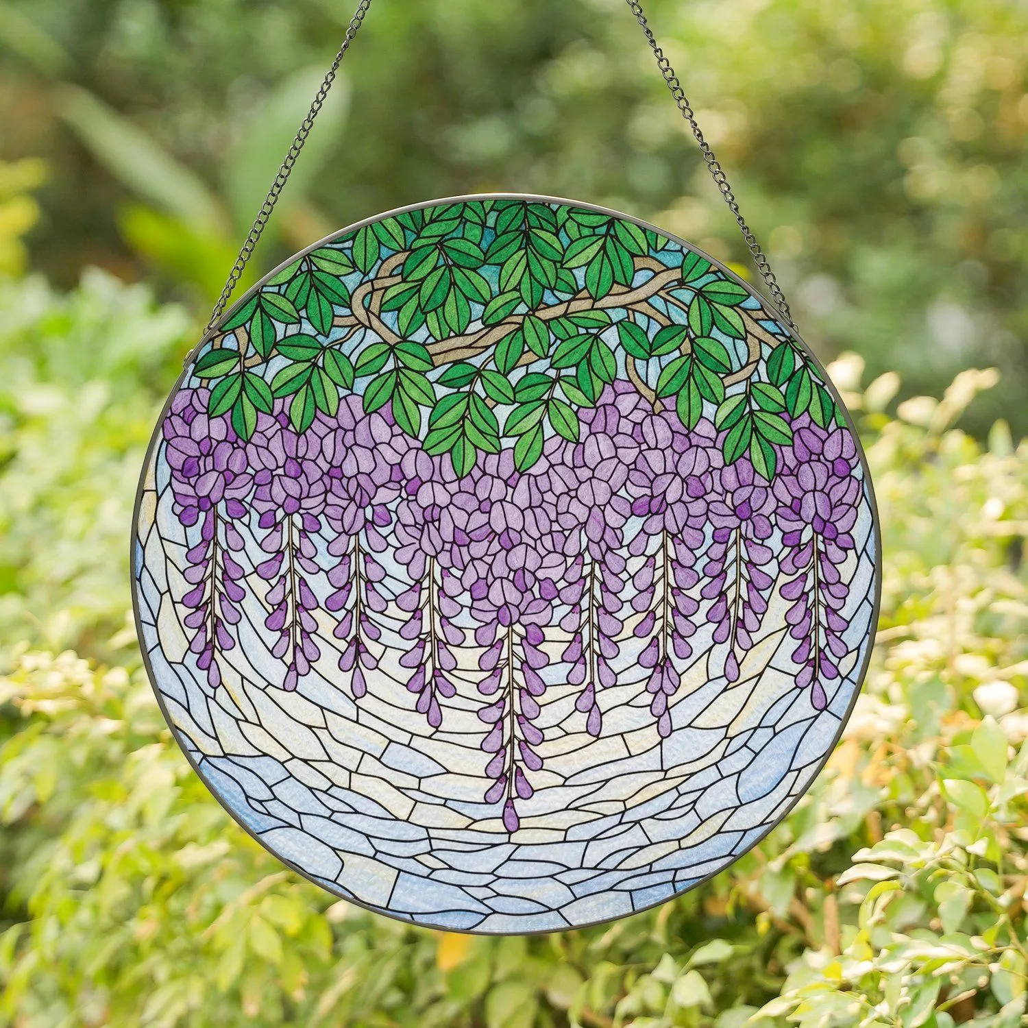 Wisteria Flowers Tiffany Stained Glass Mosaic Sky - Home Decor Gift for Peaceful Ambiance Stained Glass Suncatcher - 1