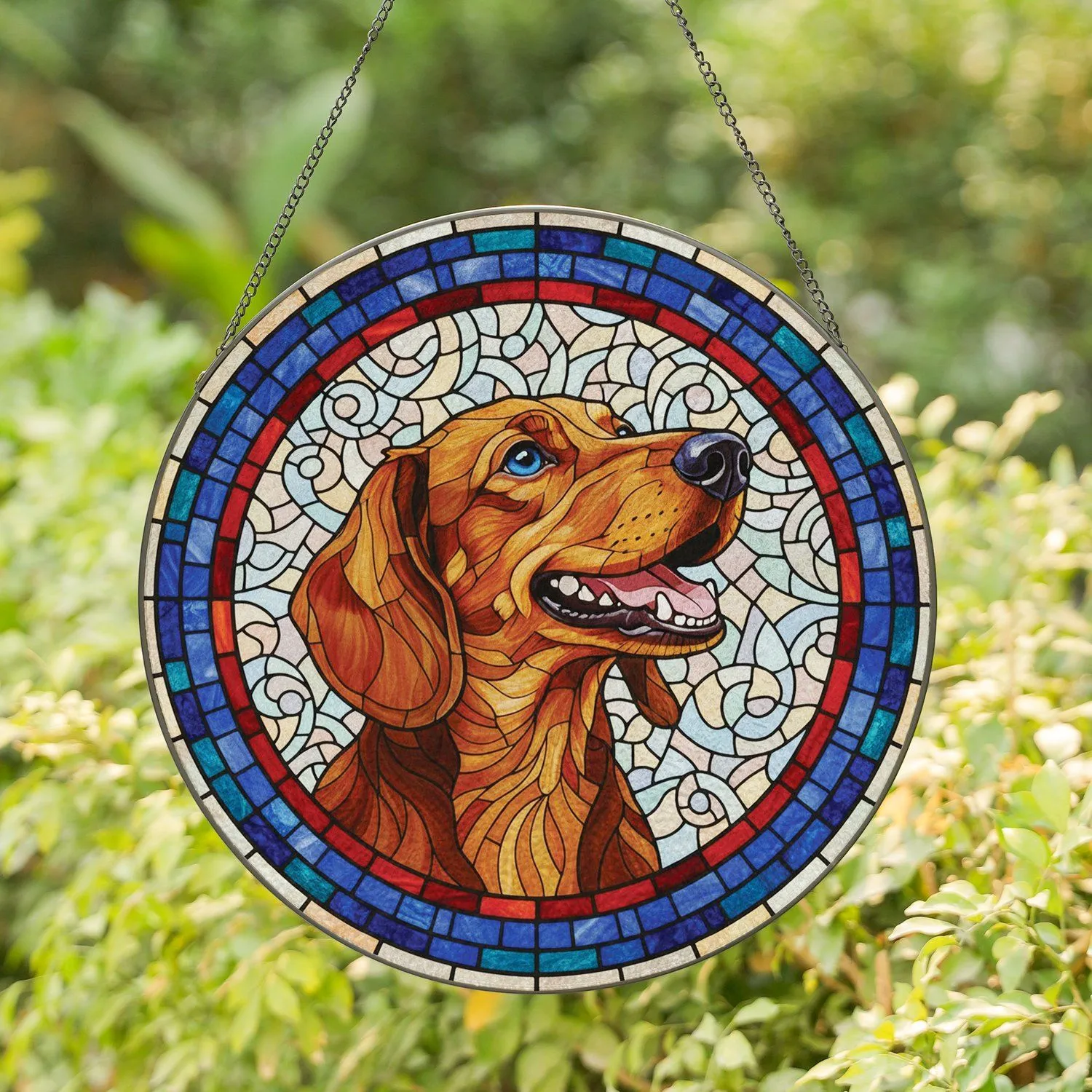 Cheerful Dachshund Stained Glass - Home Decor Gift for Dog Lover Stained Glass Suncatcher - 1