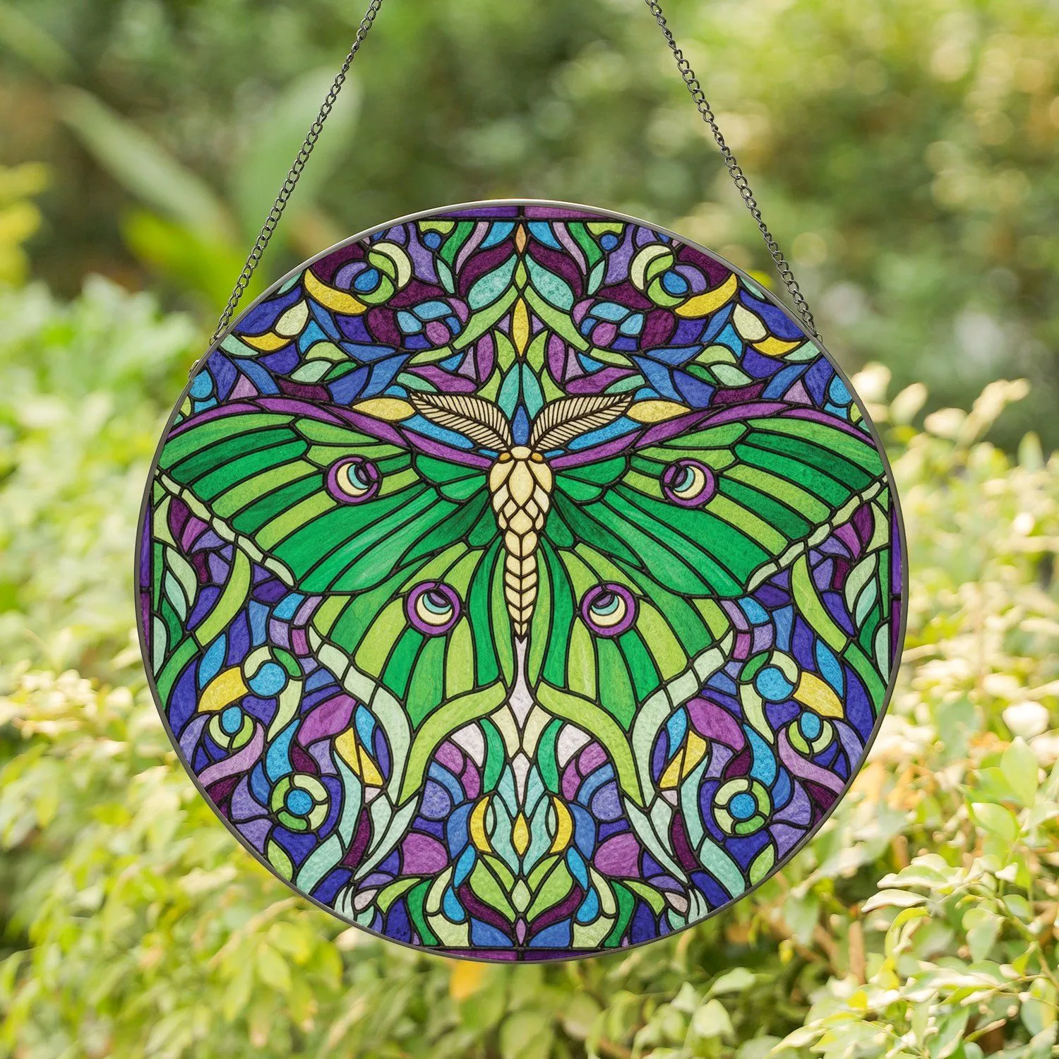 Luna Moth Eyespots Trailing Tails - Wildlife Lover Home Decor Gift Stained Glass Suncatcher - 1