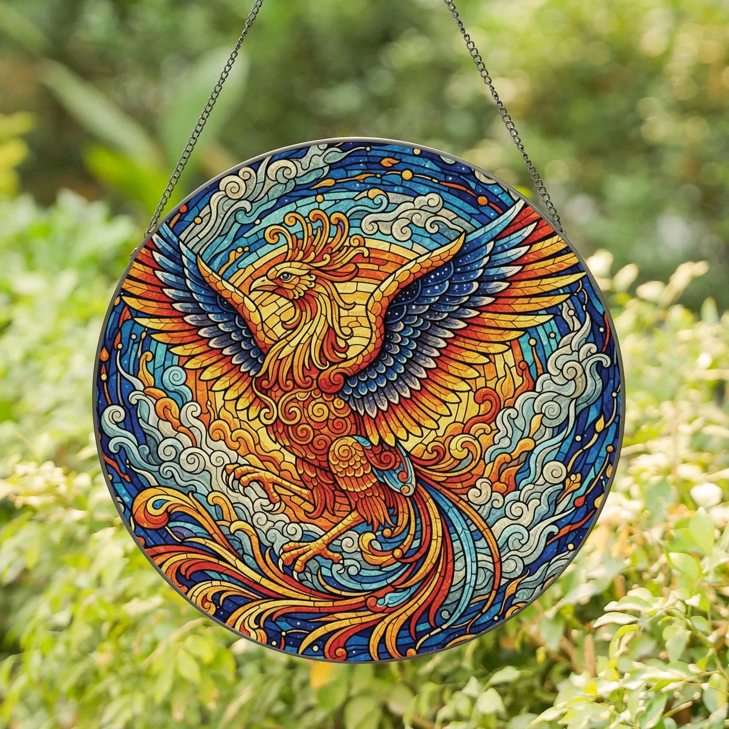 Phoenix Mythical Bird Stained Glass Cosmic Star Home Decor for Fantasy Stained Glass Suncatcher - 1