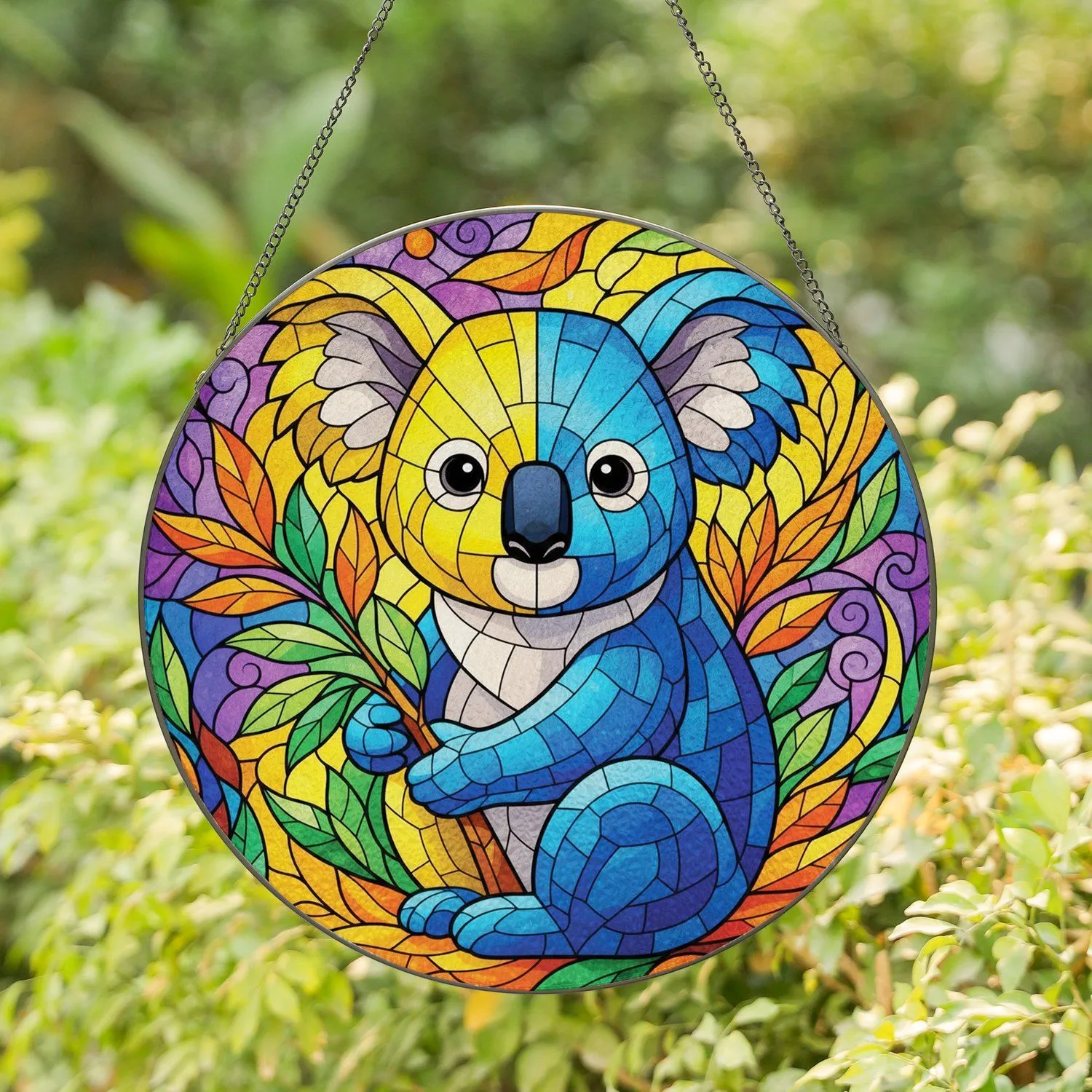 Stained Glass Koala Botanical Mosaic - Everyday Home Decor Gift for Wildlife Lovers Stained Glass Suncatcher - 1