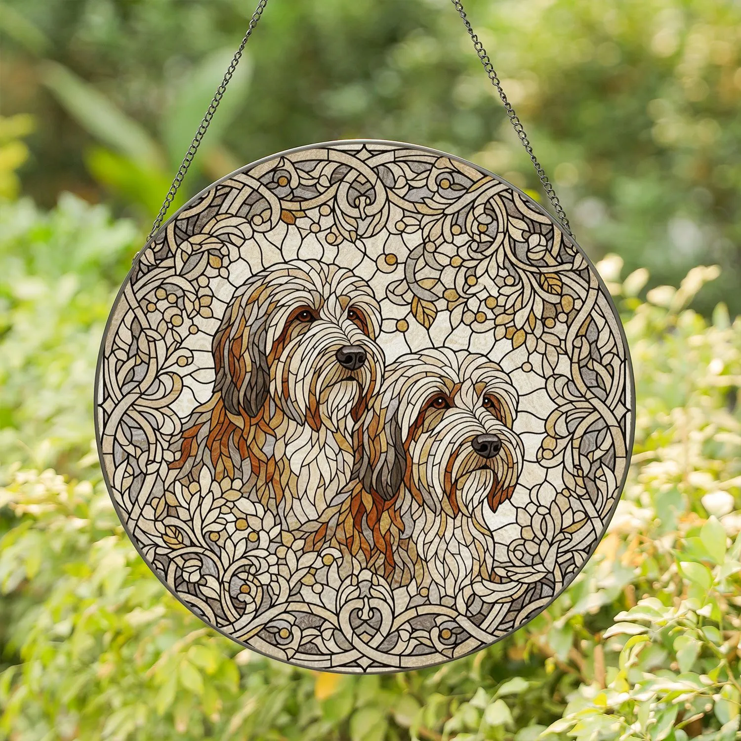 Shaggy Old English Sheepdog Stained Glass - Everyday Home Decor Gift for Dog Lovers Stained Glass Suncatcher - 1