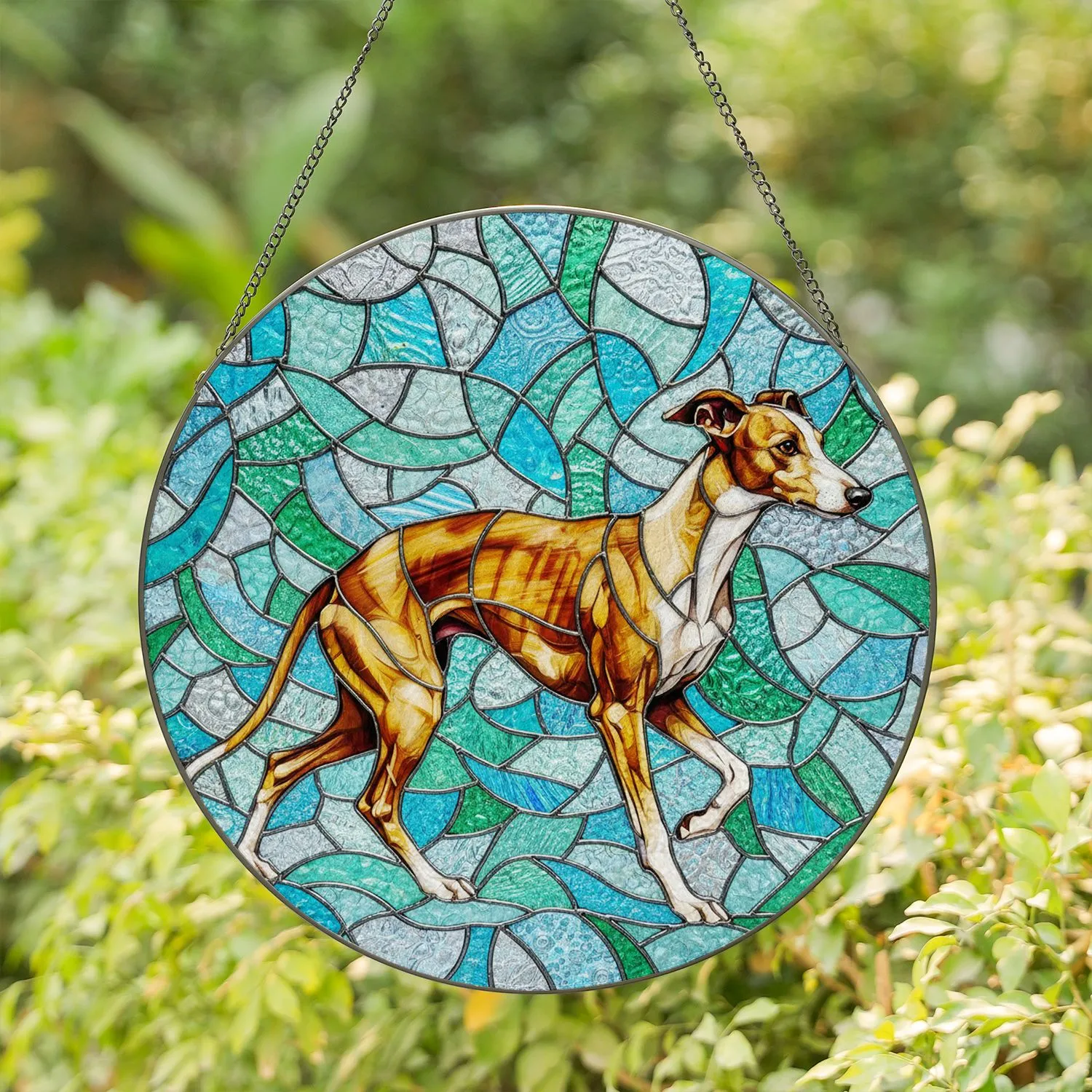 Whippet Greyhound Dog Tiffany Stained Glass - Dog Lover Home Decor Gift Stained Glass Suncatcher - 1