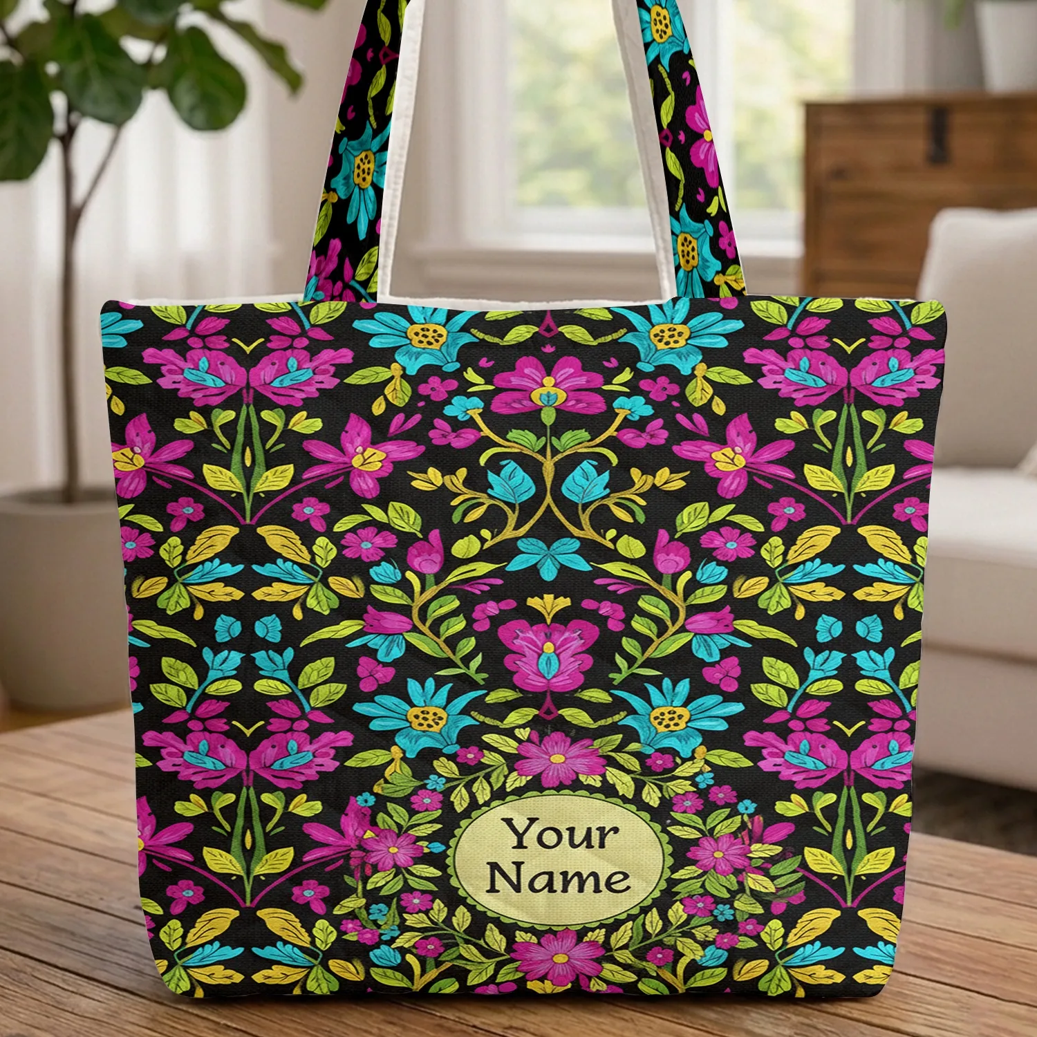 Flowers Butterflies Botanical Wreath Everyday Carry Gift Quilted Tote Bag - 1